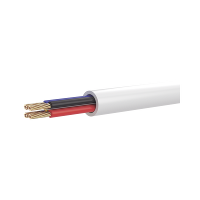 Bobina de 100 Metros (328.08 Pies) de Cable Multifilar / CCA / 4 x 22 AWG / Color Blanco / PVC / CCAM / Uso en Interior / Aplicaciones en Alarmas - Automatización