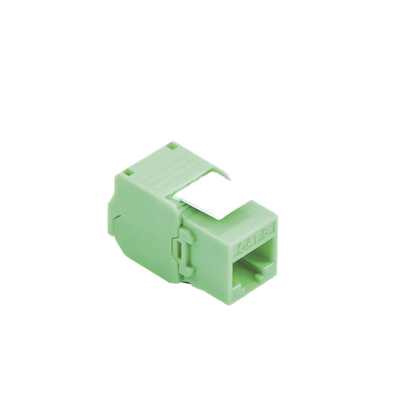 Módulo Jack Keystone Cat6A (Toolless), con Terminación en Ángulo 180 - Color Verde, Compatible con Faceplate y Patchpanel Linkedpro