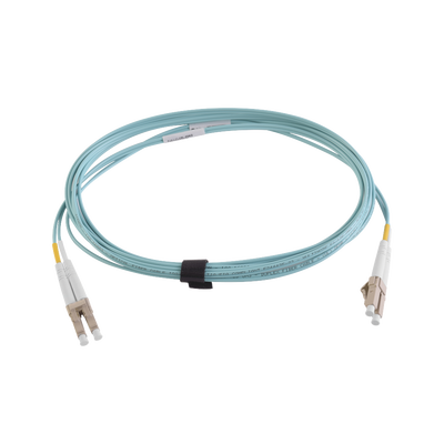 Jumper de Fibra Óptica Multimodo 50/125 XGLO OM4, LC-LC Duplex, OFNR, Color Aqua, 2 Metros (6.56 Pies)