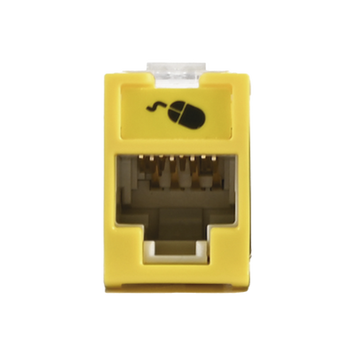 Jack Ultramax Cat5e, UTP, Montaje Híbrido en Placa de Pared (Plano y Angulado), Color Amarillo, Punch Down