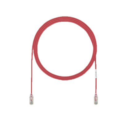 Cable de Parcheo UTP Cat6A, CM/LSZH, Diámetro Reducido (28AWG), Color Rojo, 1.52 Metros (5 Pies)