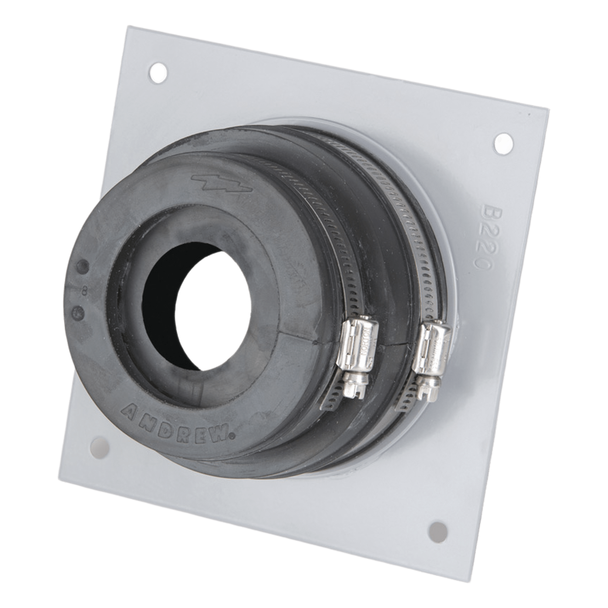 Placa Pasamuro / Cable Coaxial 1/2" / IP66 / Aluminio / 127x127 mm | 5x5 in — ANDREW / COMMSCOPE · SKU SCE-12