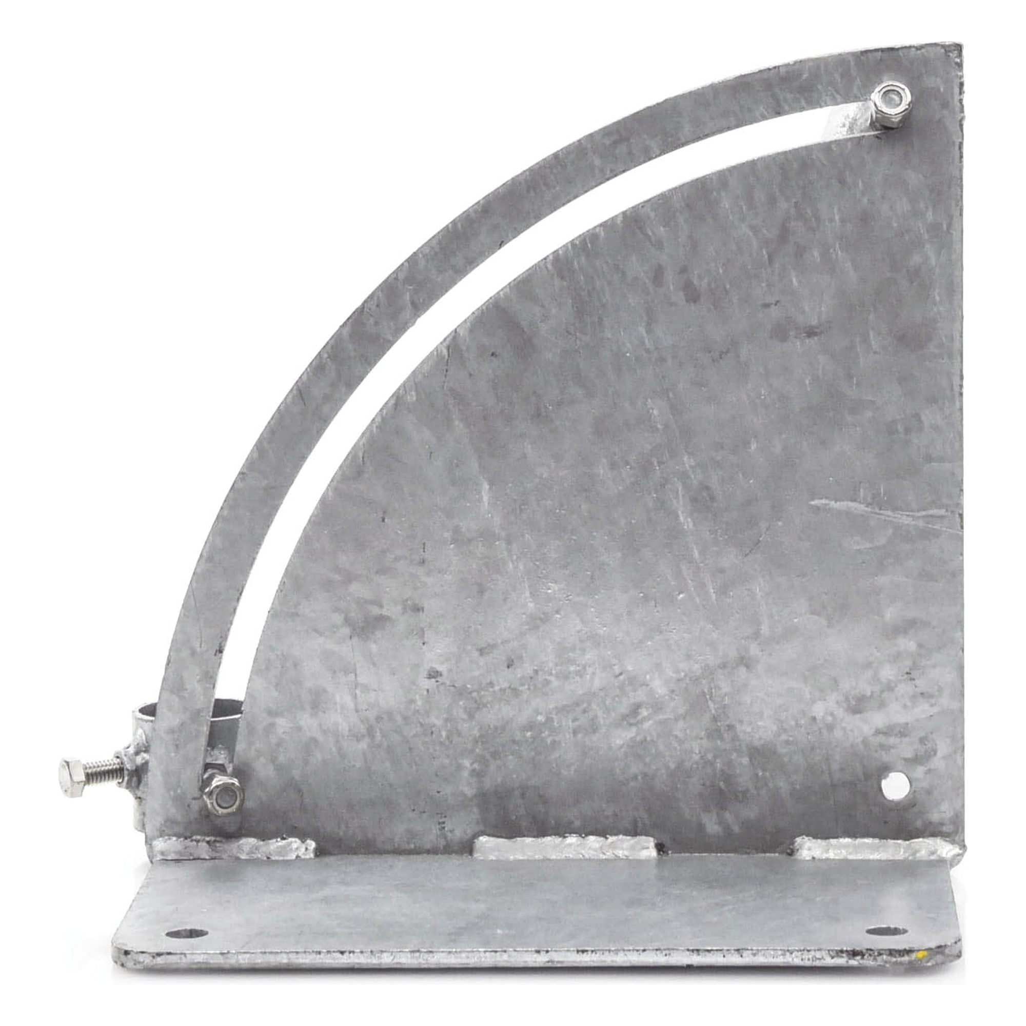 Base para Mástil con Ajuste de Ángulo / Acero Galvanizado en Caliente / Mástil 1" a 1-3/4" / Inclinación 0° a 60° / Tolerancia ±5 cm