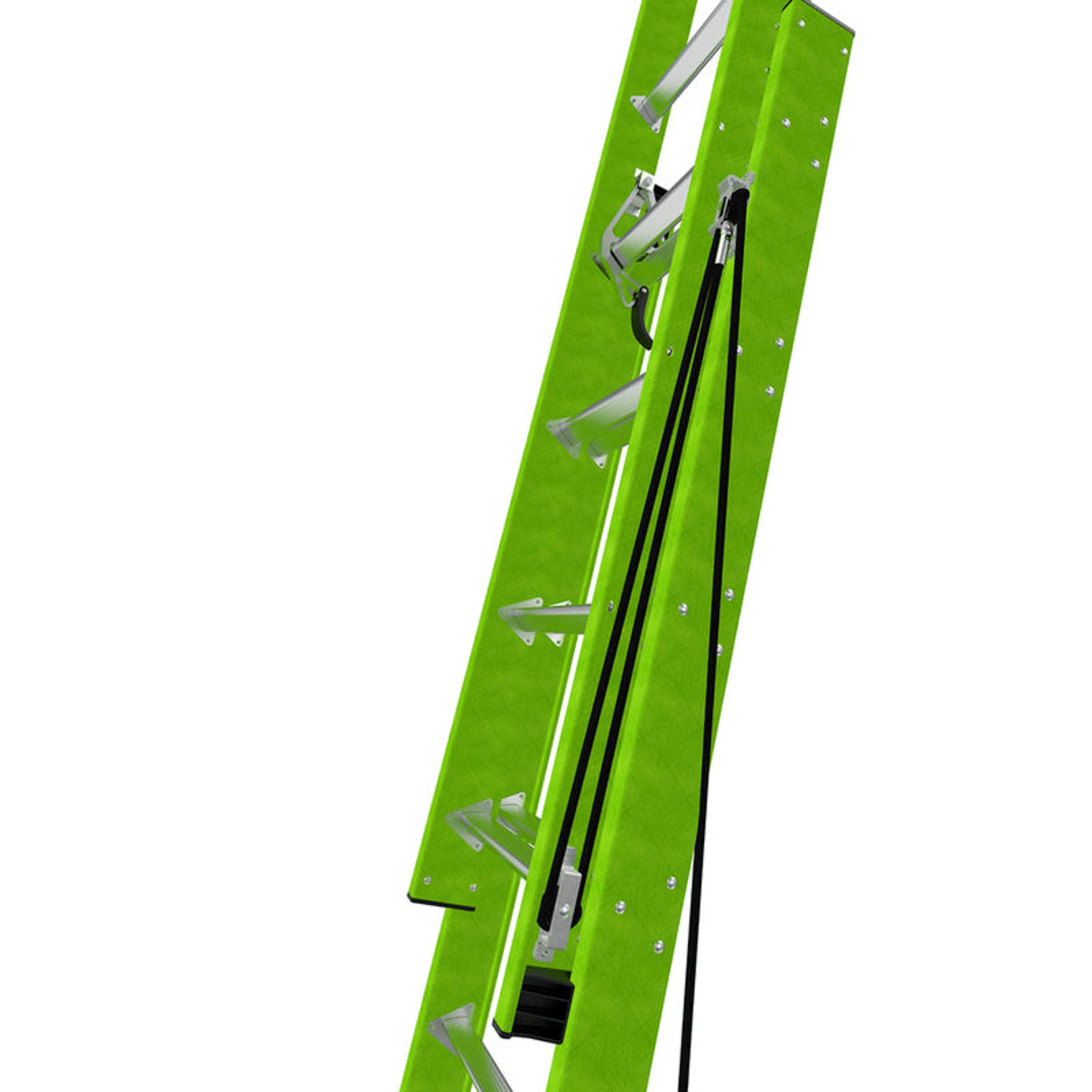 Escalera de Extensión / Fibra de Vidrio y Aluminio / 10.9 m (35.8 ft) / Capacidad 375 lb (170 kg) / Estabilizadores Niveladores Integrados / Certificación ANSI-OSHA