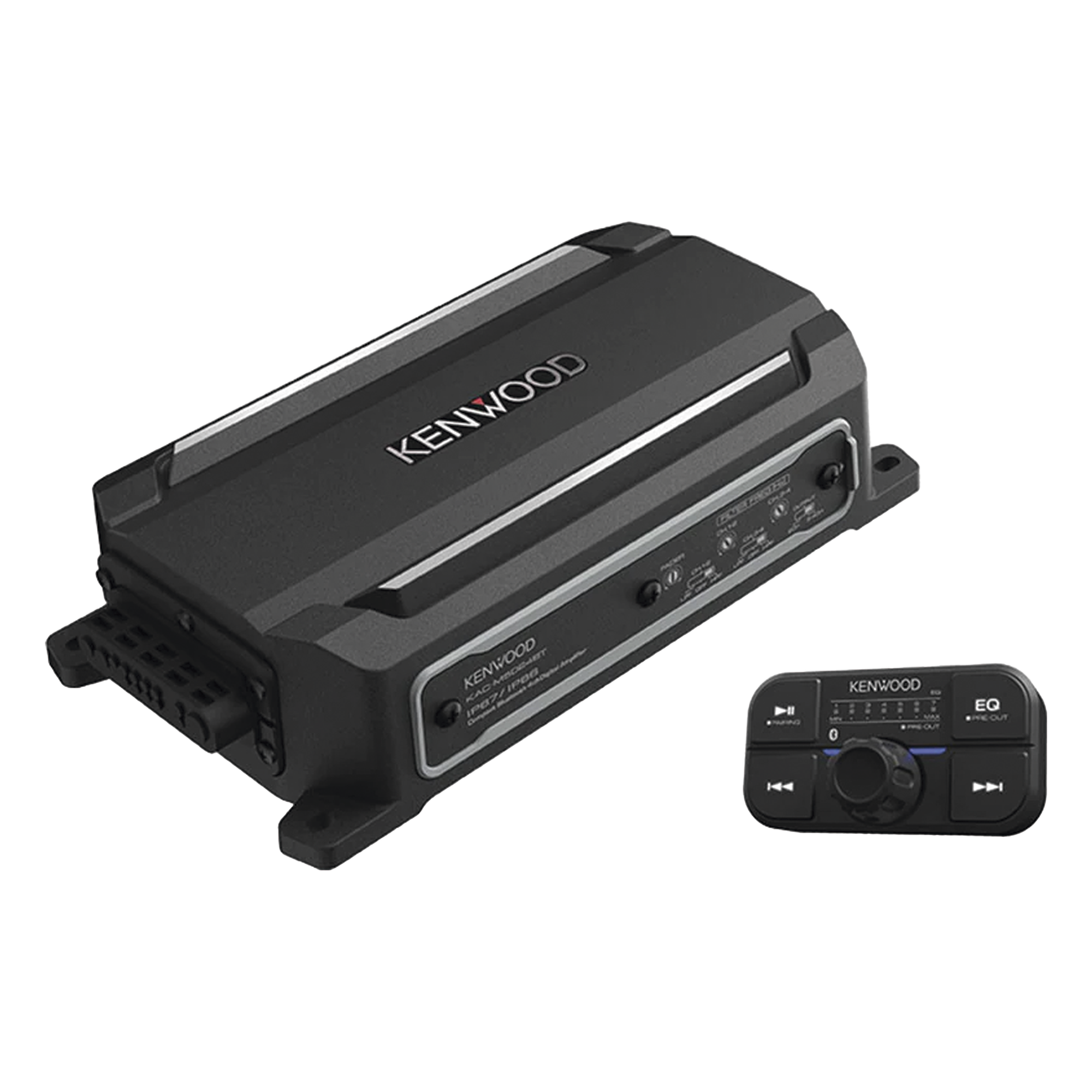 Amplificador Clase D Marine / 4 Canales / 600 W Máxima / 50 W x 4 RMS a 4Ω / Bluetooth / IPX7 Sumergible / Control Remoto — JVC  KENWOOD · SKU KAC-M5024BT