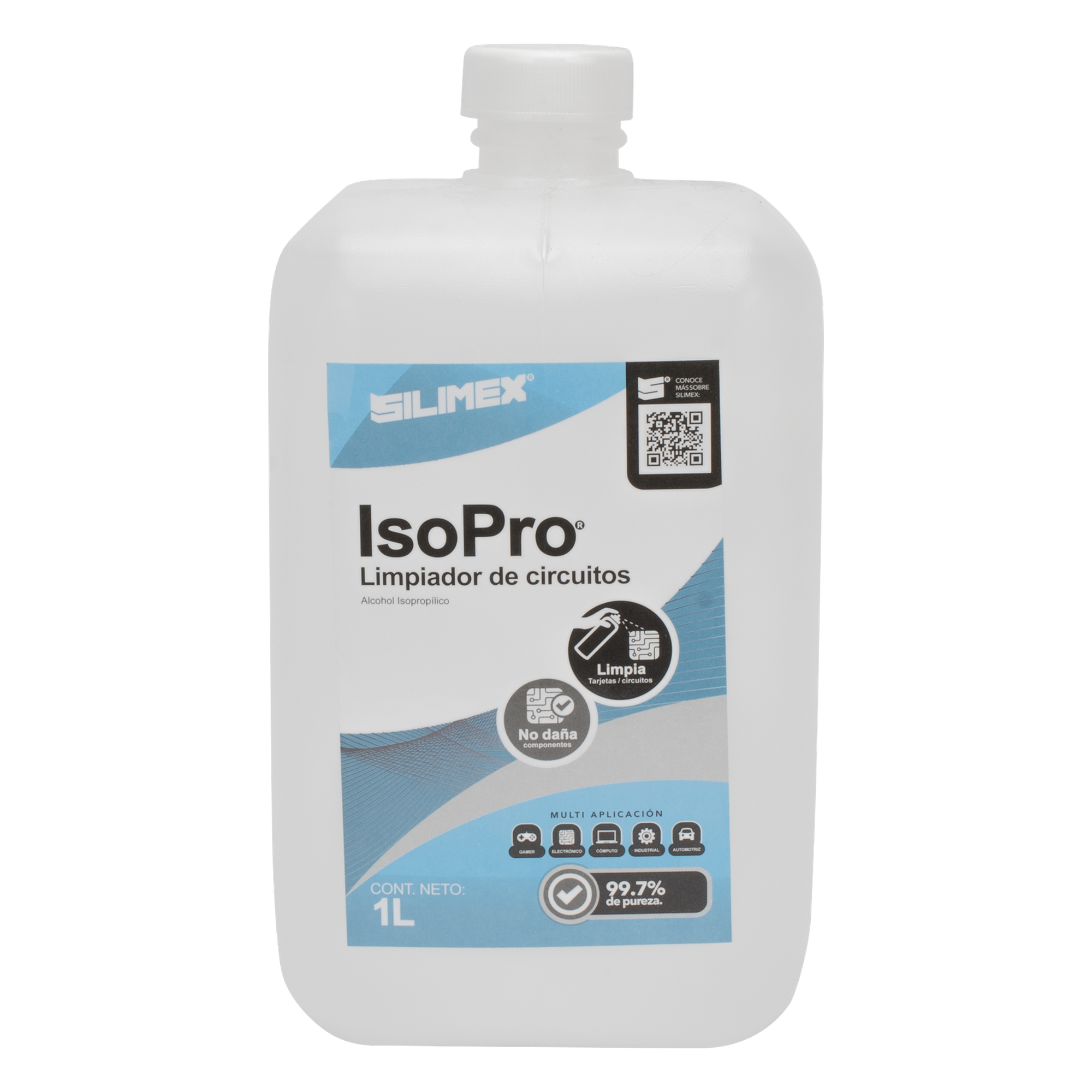 Alcohol Isopropílico / Evaporación Rápida / Capa Anti-Polvo / Envase 1000 mL / Aplicación 15-20 cm — SILIMEX · SKU ALCOHOL