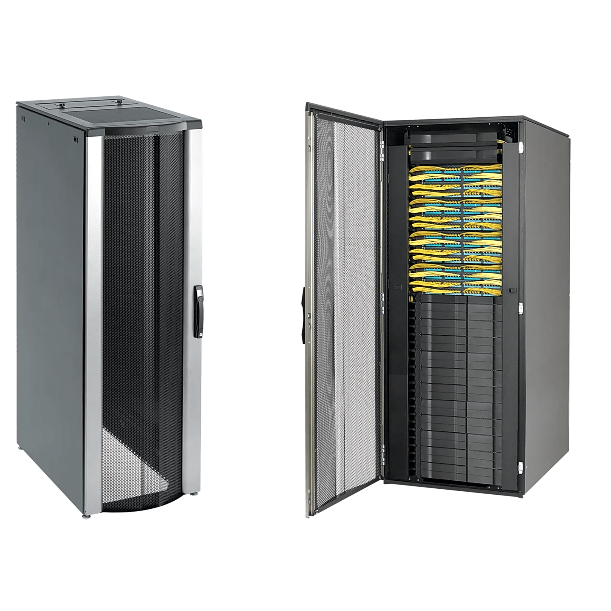 Gabinete Rack / 42 UR / 2000 x 800 x 1100 mm (78.7 x 31.5 x 43.3 ft) / Capacidad 1134 kg (2500 lb) / NEMA 12 / Con Organizadores de Cables — HOFFMAN · SKU PNC20811B