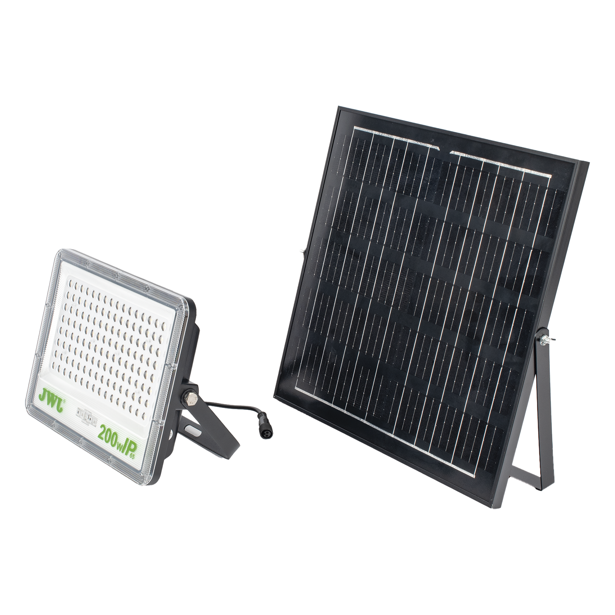Reflector LED Solar / 200 W / Luz Blanca Fría 6500 K / Ángulo 120° / IP65 / Batería 3.2 VCD