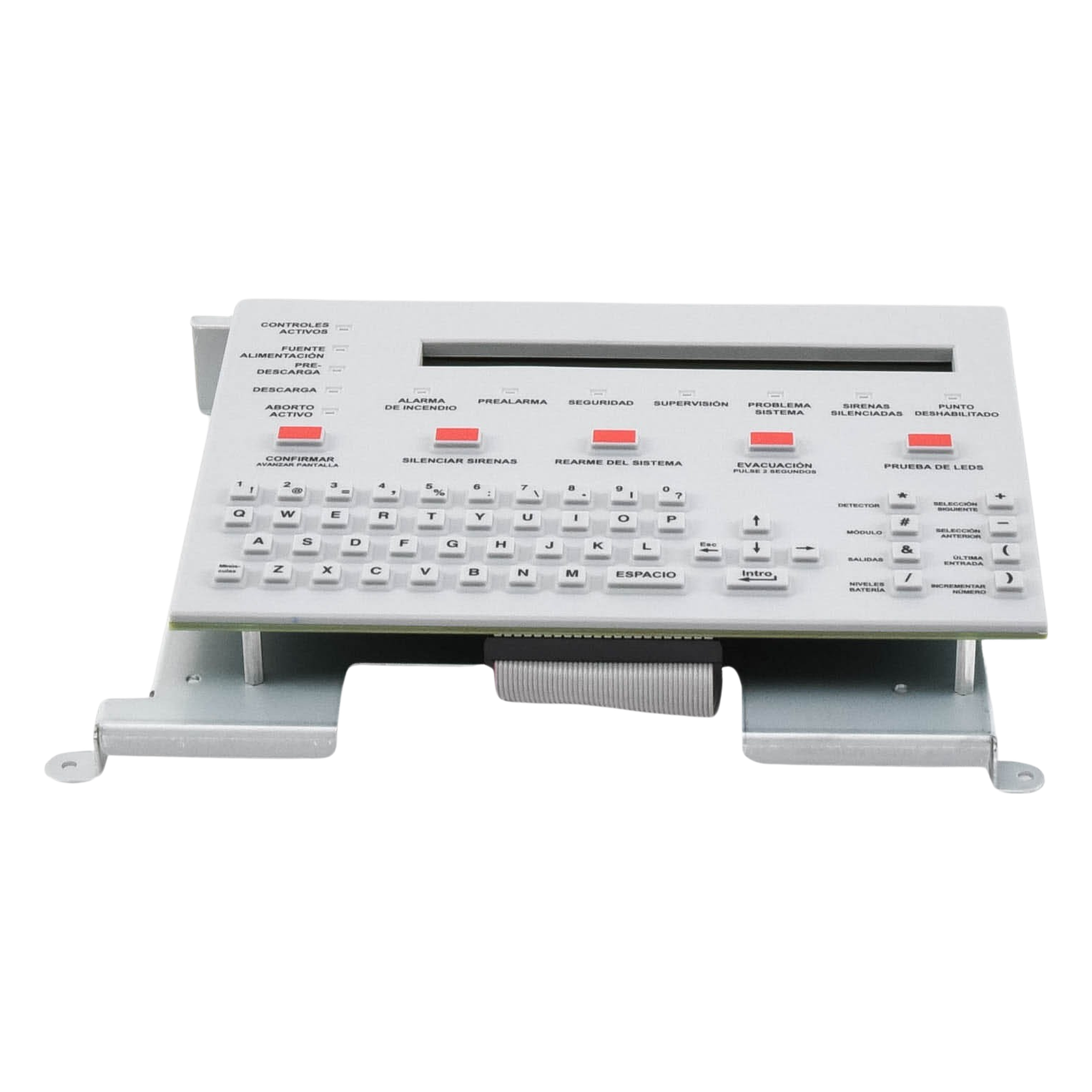 Teclado LCD para Panel de Incendio / Pantalla Retroiluminada 80 Caracteres / Teclado QWERTY / 12 LEDs de Estado / Español / Serie ONYX