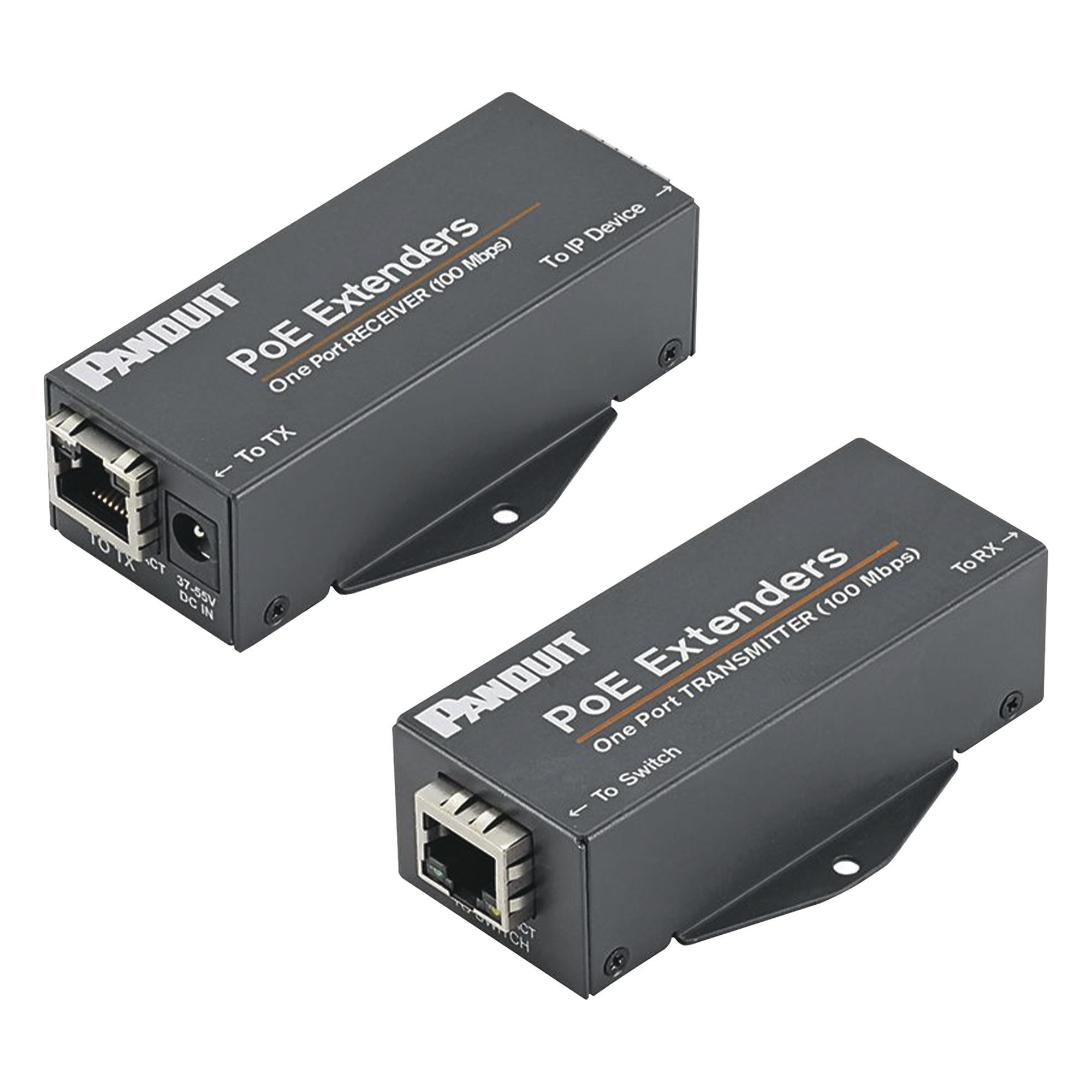 Extensor PoE/PoE+ / 10/100 Mbps / Alcance 610 m (2000 ft) / Cat5e o Cat6 / IEEE 802.3af/at / -40°C a 70°C — PANDUIT · SKU POEXKIT1