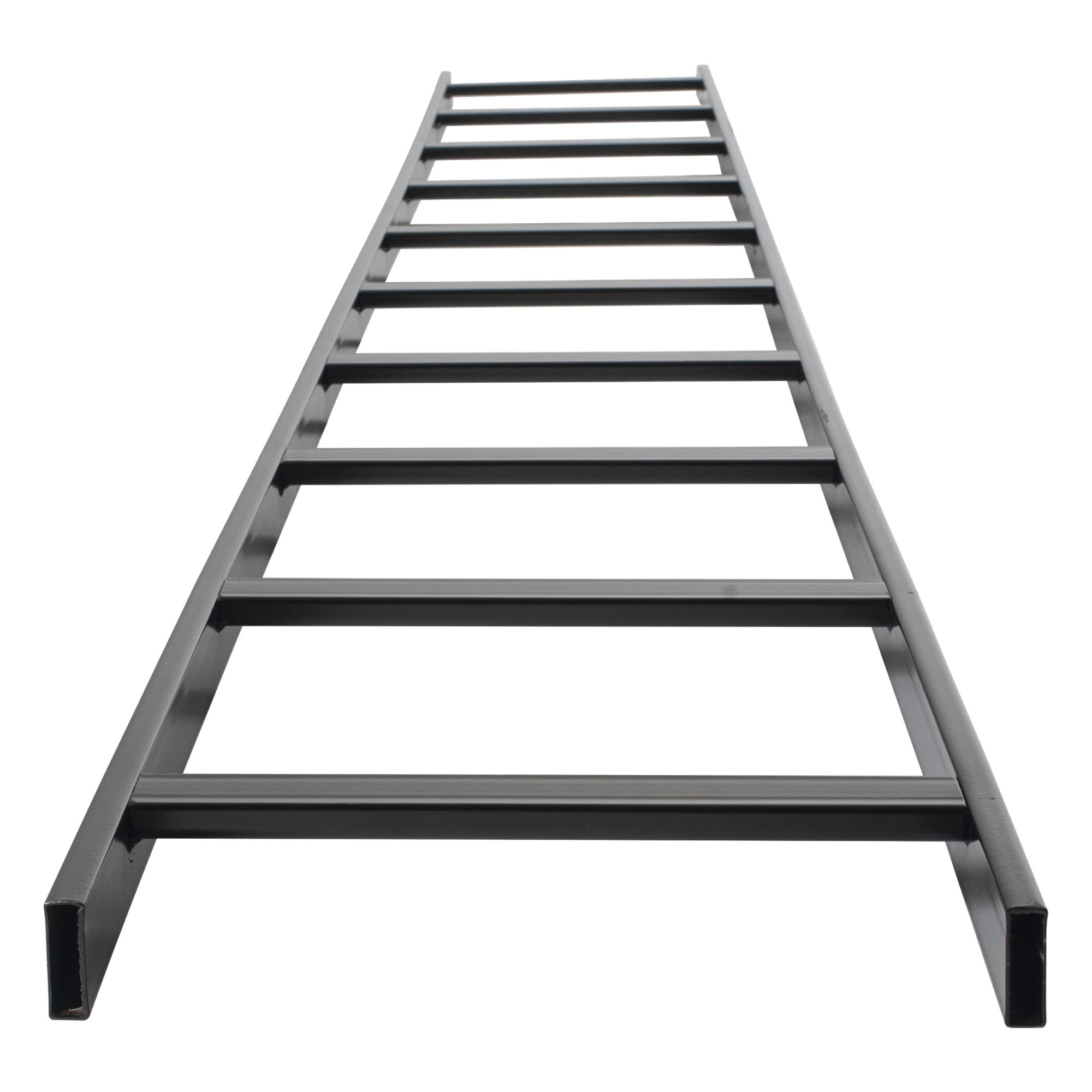 Escalera Tubular / 1.5" Peralte / 12" Ancho / 3.05 m (10 ft) Largo / Acero con Epóxica Negra / Incluye Coples y Tornillería — CHAROFIL · SKU CHET1X12EPK