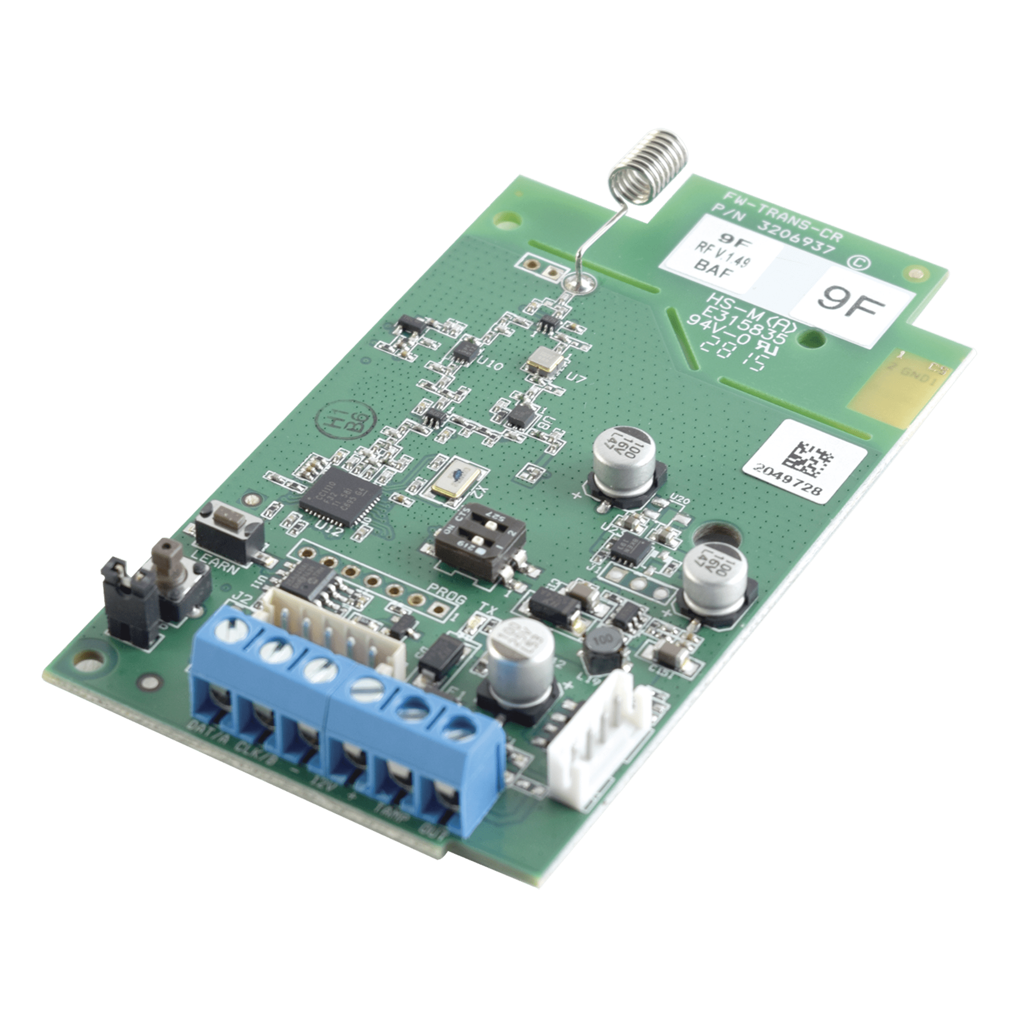 Transceptor Inalámbrico / 916 MHz / 2 Vías / Interfaz Canal Bus / Instalación en Gabinete / Compatibilidad Sensores 1 y 2 Vías — CROW · SKU FWTRANS9F