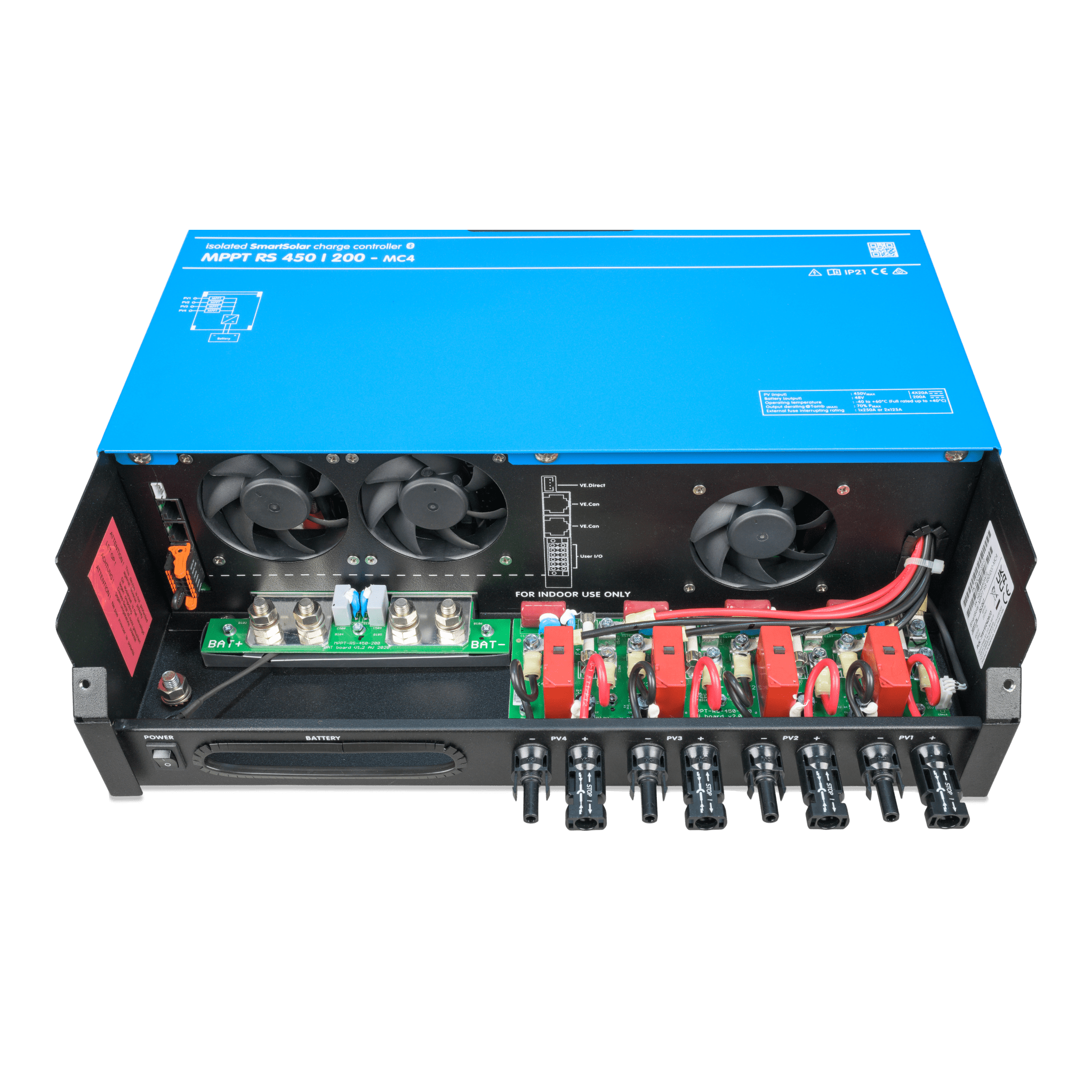 SmartSolar MPPT RS 450/200-MC4. Controlador Solar MPPT 200A, Voltaje: 48 Vcc. Para uso con Inv. Cargadores Victron