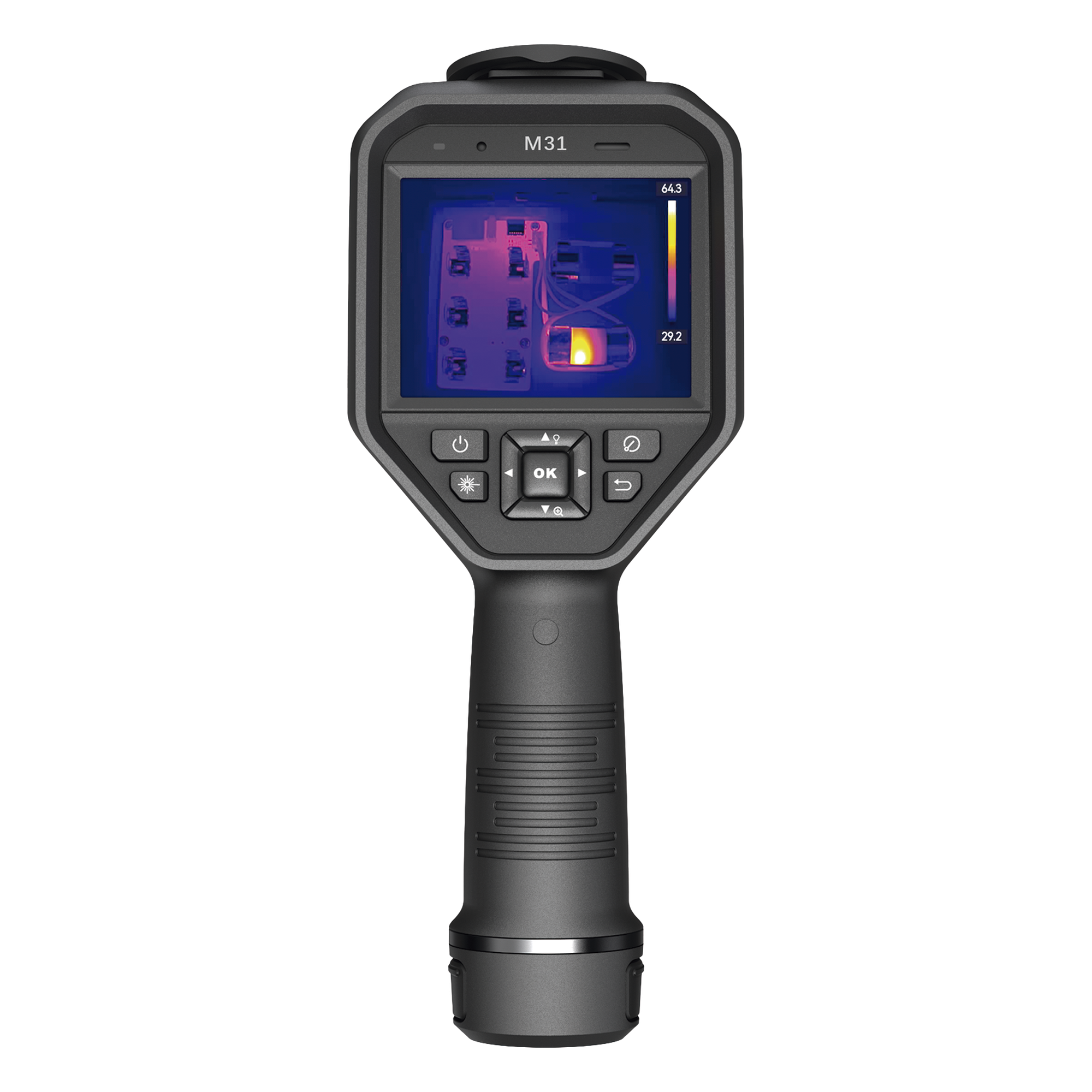 Cámara Termográfica Portátil Dual / Resolución Térmica 384 x 288 / Lente Óptico 8 Megapixel / Wi-Fi Dual Band / IP54 / Batería 5 Horas / Caída 2 m (6.56 ft) — HIKMICRO · SKU HM-TP23-7QF/W-M31
