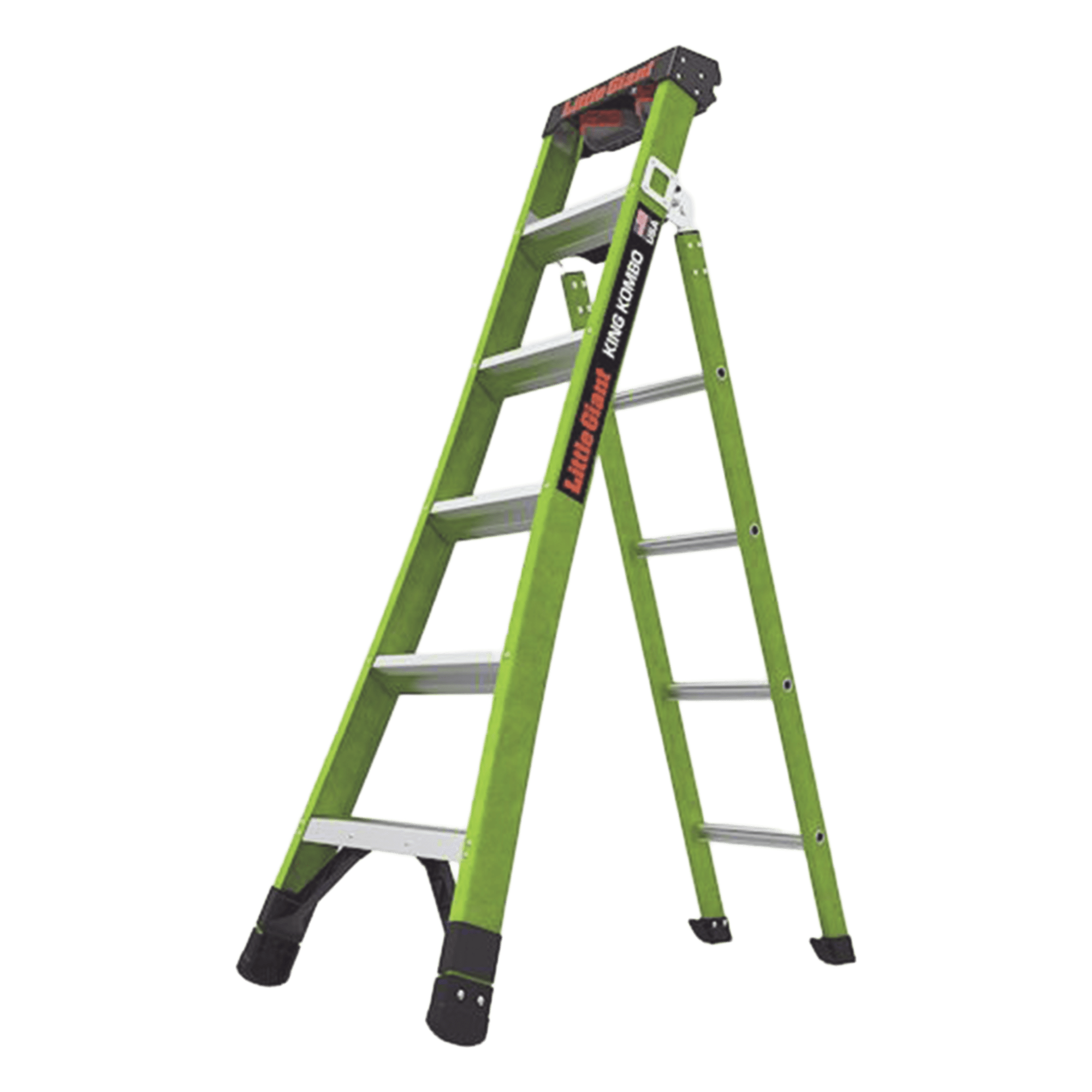 Escalera Combinada 3 en 1 / Fibra de Vidrio / 1.83 m (6 ft) / Carga 170 kg (375 lb) / Almohadilla Giratoria / Barra en V — Little Giant Ladder Systems · SKU KING-KOMBO2-6IA-AC