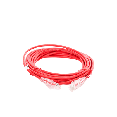 Cable de Parcheo Slim UTP Cat6A - 5 Metros (16.40 Pies) Rojo, Diámetro Reducido (28 AWG)