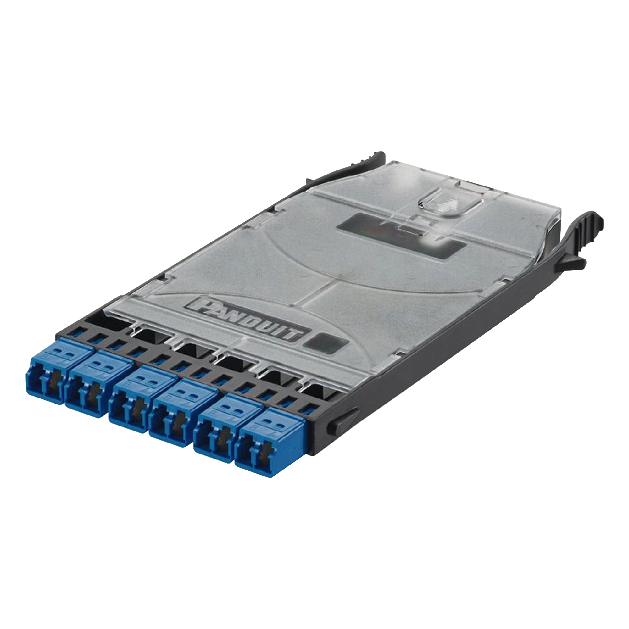 Cassette de Fibra Óptica / 6 Puertos LC Duplex / 12 Fibras Monomodo OS2 / Empalme por Fusión / 500 Ciclos de Conexión / 0.35 dB Pérdida de Inserción — PANDUIT · SKU FHS9N-12-10N