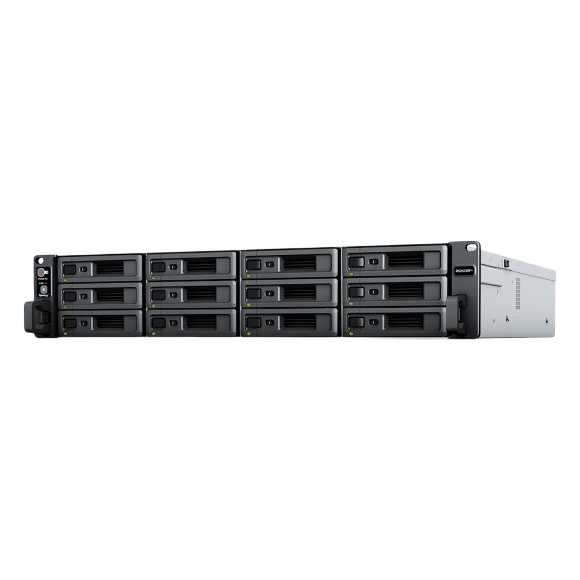 Servidor de Almacenamiento RackStation RS2423RP+ | 12 Bahías | 2U | Hasta 432 TB | Conectividad 10GbE | RAID Soportado | Fuentes de Alimentación Duales | Intercambio en Caliente | Compatibilidad con VMware y Hyper-V.