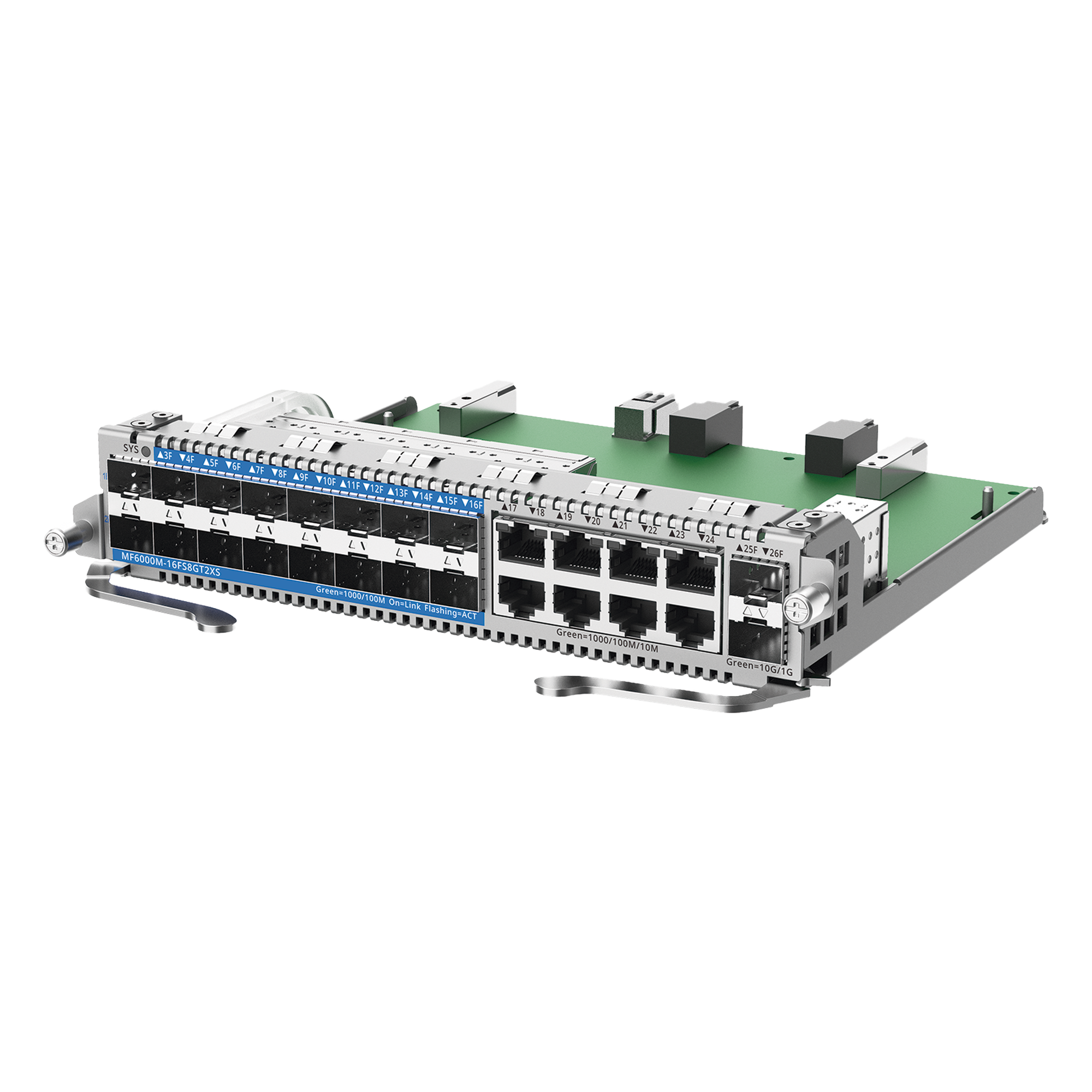 Tarjeta Modular OLT / 16 PON/SFP 1G / 8 Ethernet 1G / 2 SFP+ 10G — RUIJIE · SKU MF6000M-16FS8GT2XS