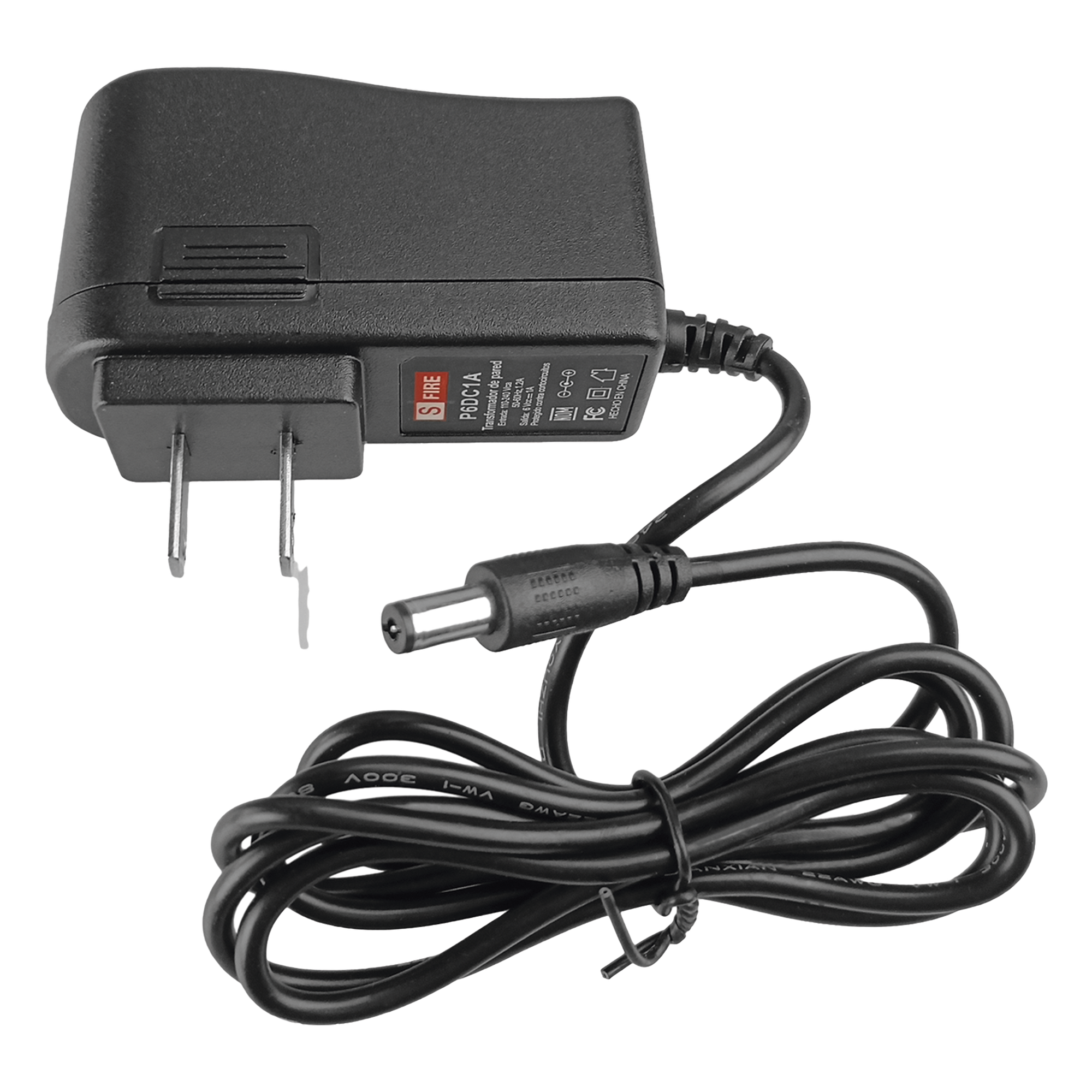 Fuente de Poder Regulada / 6 VCC / 1 A / Entrada 100-240 VCA / Compacta 65 x 70 x 24 mm / Seguridad Electrónica — SFIRE · SKU P6DC1A