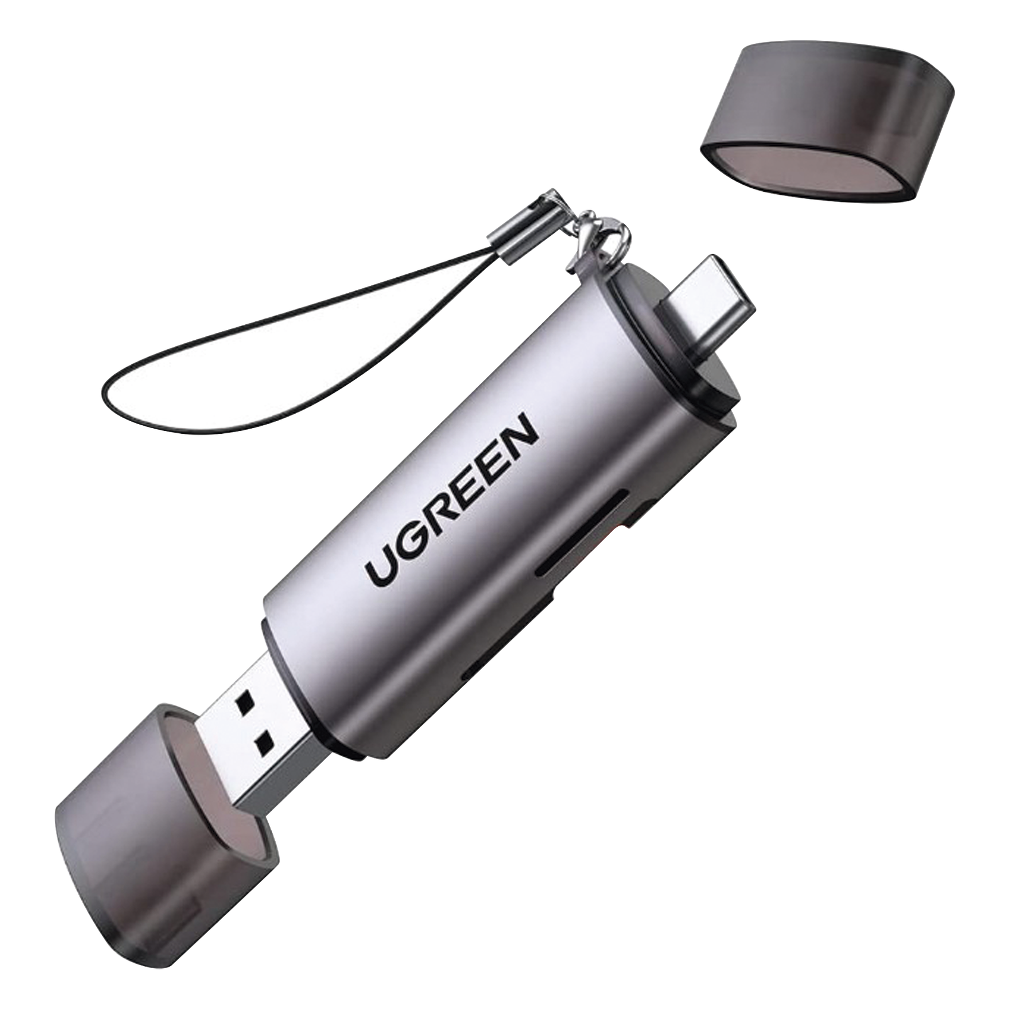Lector de Tarjetas / USB-C 3.1 + USB-A 3.0 / 5 Gbps / Dual Ranura SD/MicroSD / Lectura Simultánea / Aluminio / OTG — UGREEN · SKU 50706