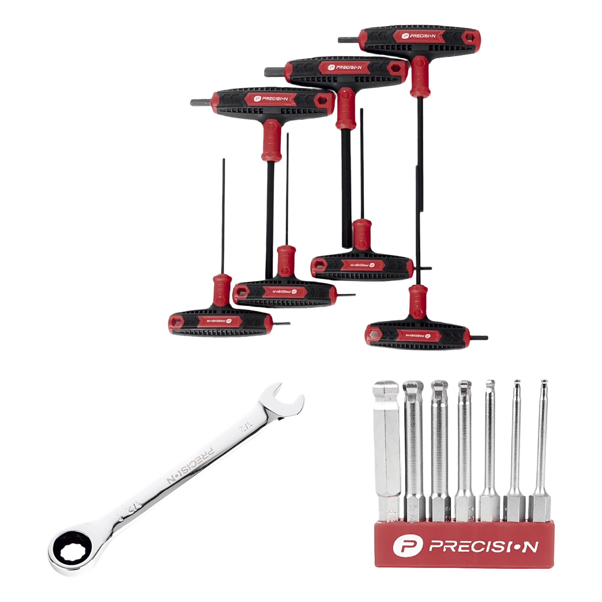 Kit de Herramientas / Montaje Solar / 3 Piezas / Llave 1/2" con Matraca / 7 Puntas Hexagonales / 7 Llaves Hexagonales Tipo L — PRECISION · SKU PSTK-03-001
