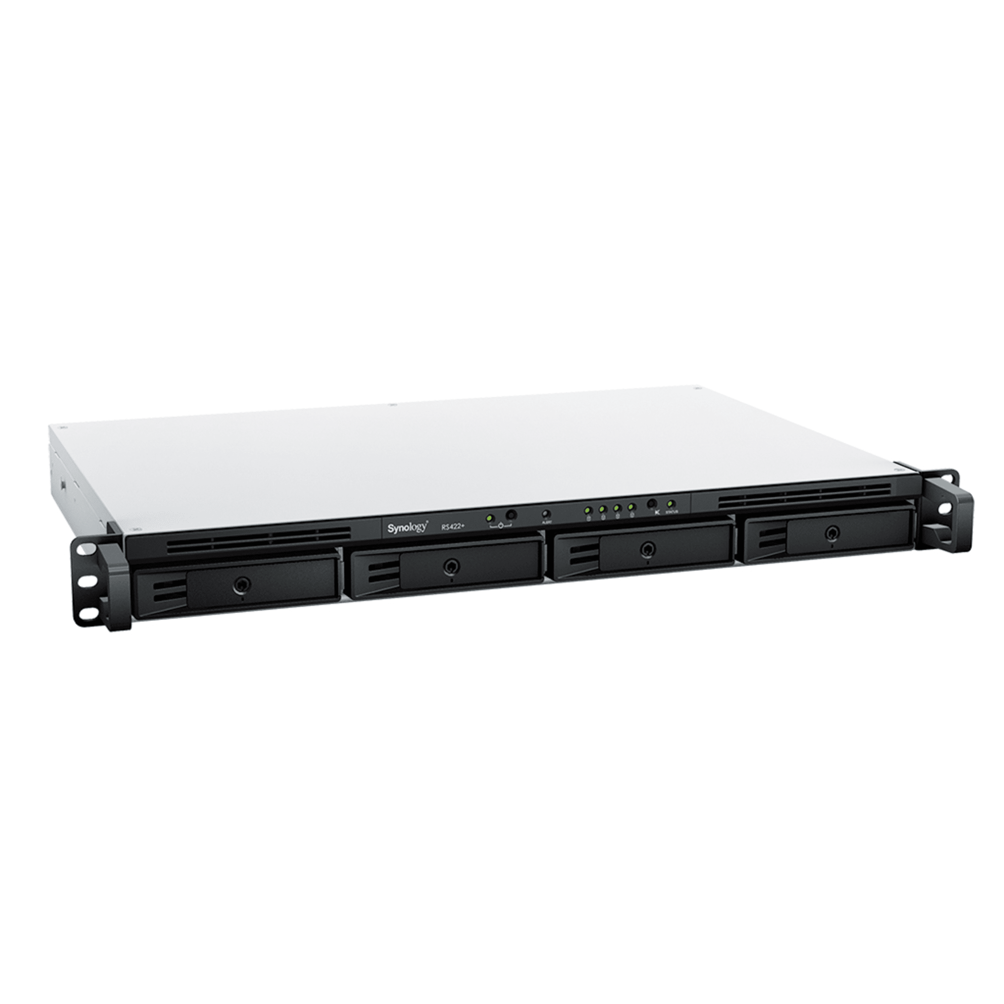 NAS RackStation RS822+ | 4 Bahías | 1U | AMD Ryzen V1500B | 32 GB DDR4 ECC | 4 Puertos 1GbE | Expansión PCIe | Compatible con SSD NVMe | Sistema Operativo Synology DSM.