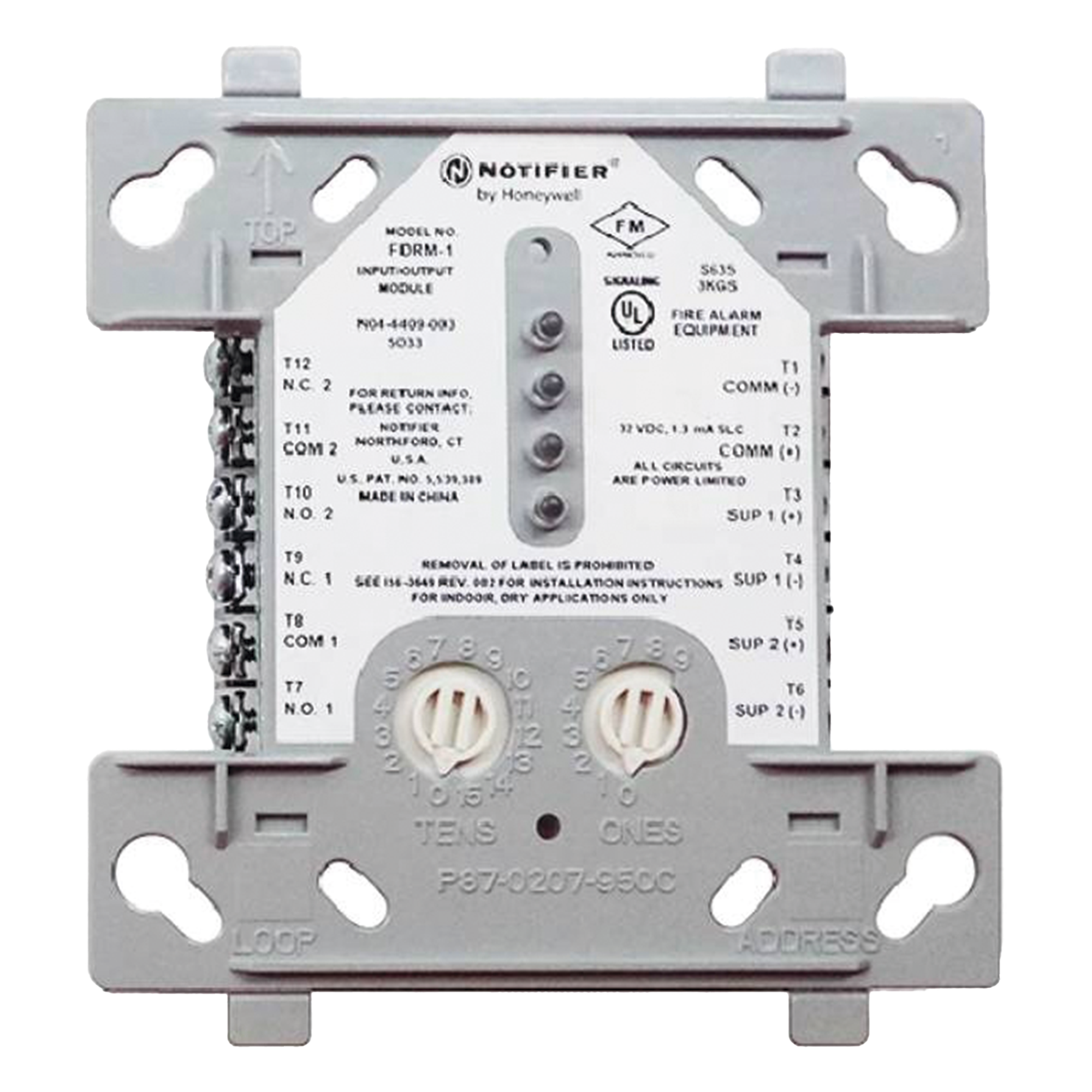 Módulo Direccionable de Entrada y Salida / Doble Relé Forma C / Doble Monitor Clase B / Direccionamiento 1-159 / FlashScan / UL/ULC — NOTIFIER · SKU FDRM-1