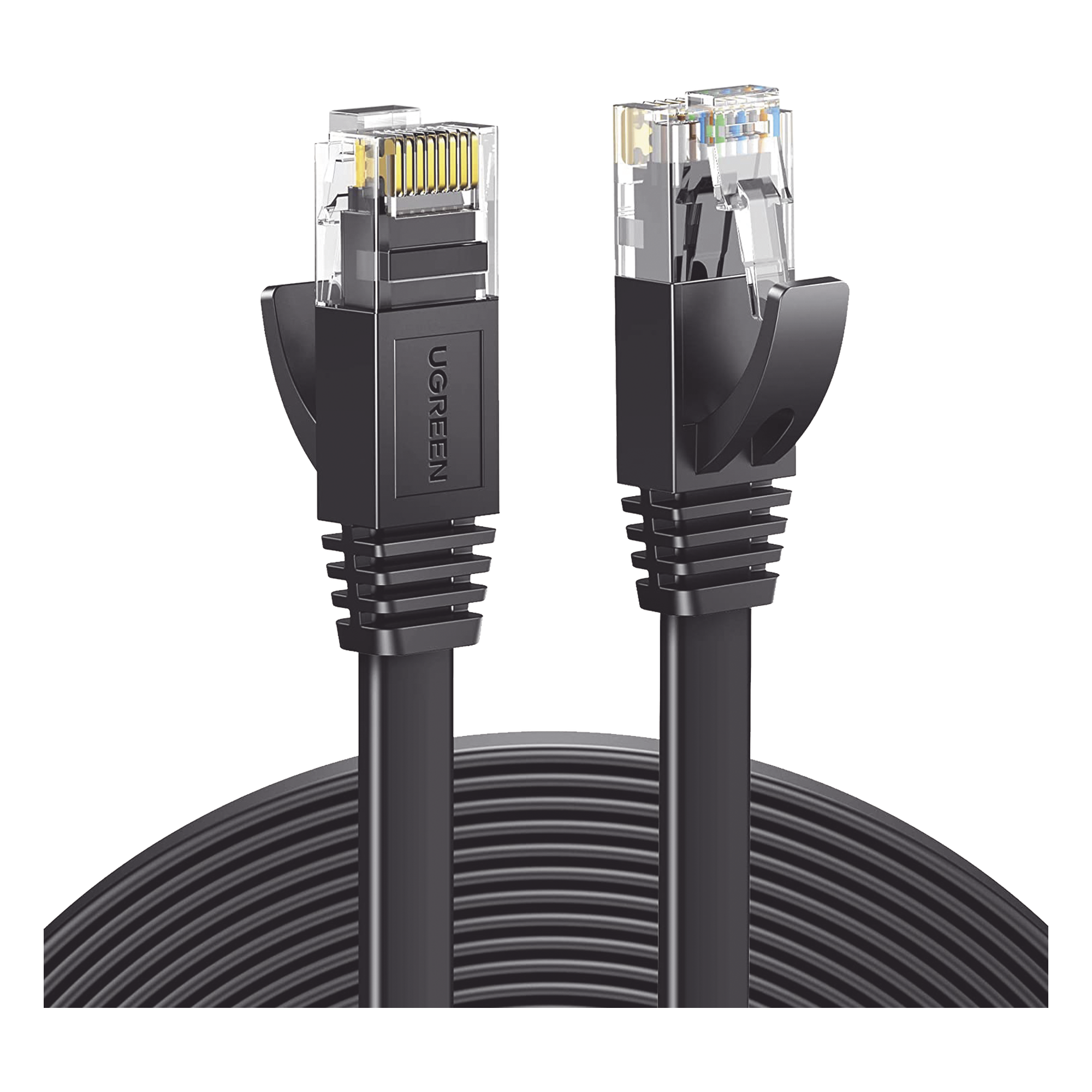 Cable Ethernet Plano UTP Cat6 / 5 m (16.40 pies) / 600 MHz / 1000 Mbps / 26AWG CCA / RJ45 Dorado — UGREEN · SKU 50176
