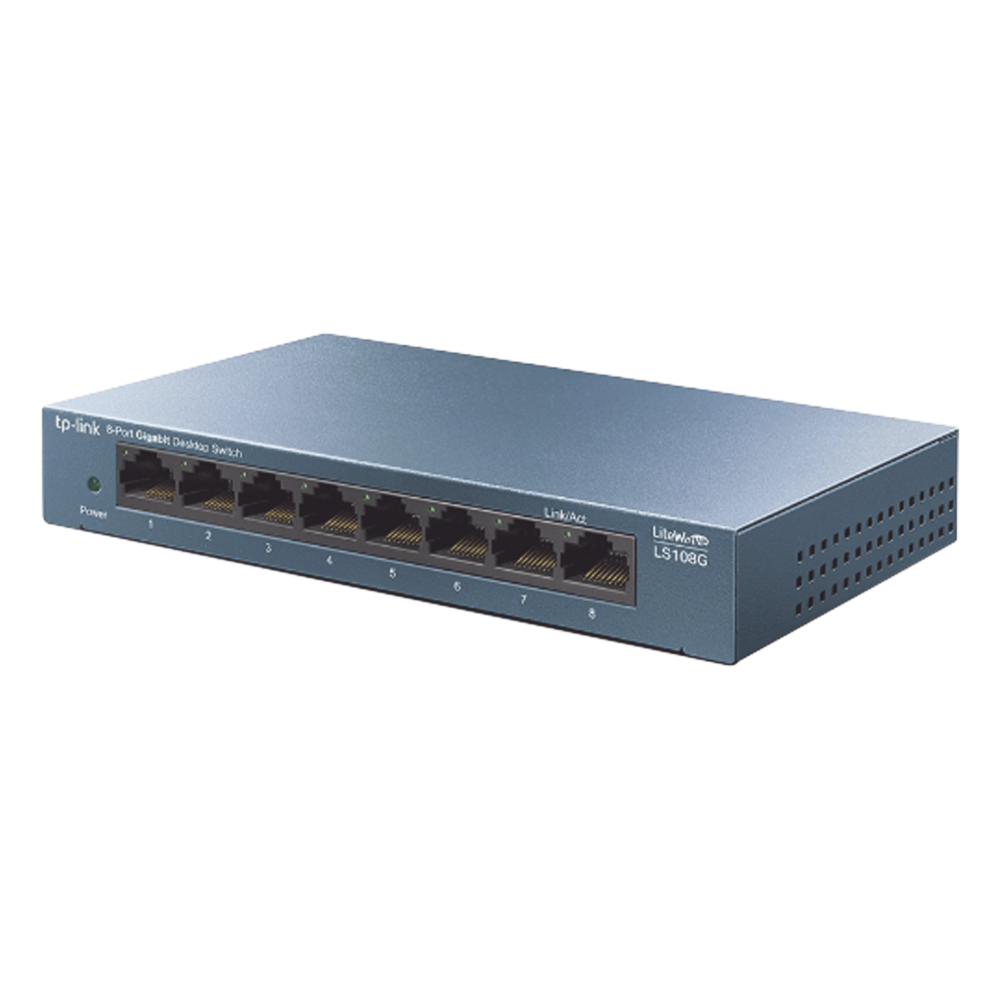 Switch de Escritorio / 8 Puertos Gigabit 10/100/1000 Mbps / Carcasa Metálica / Green Ethernet / Plug-and-Play — TP-LINK · SKU LS108G