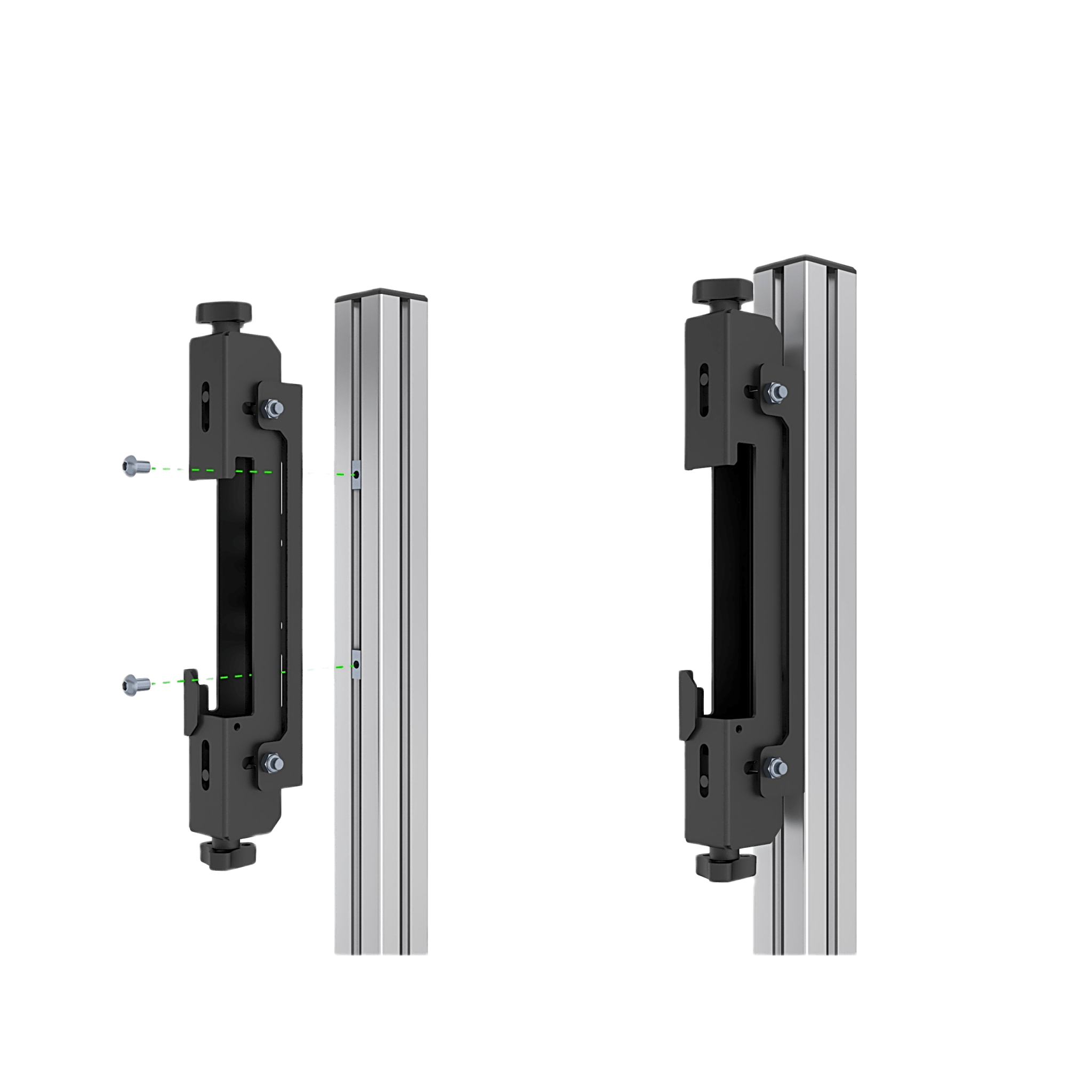 Accesorio_ Riel de Aluminio con longitud de  2380mm| Compatible con estructura para Videowall |  Diseño Modular |  Incluye Tapas de Riel
