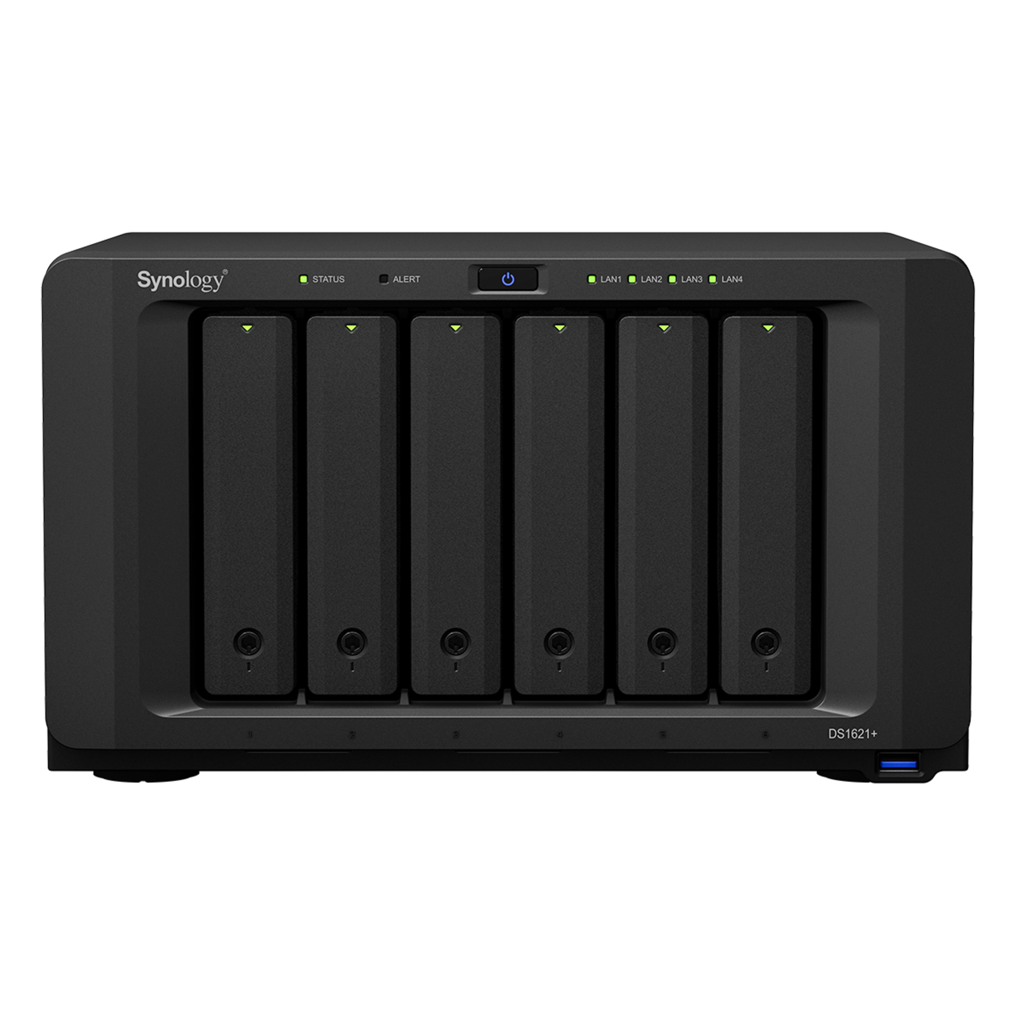 NAS Synology DiskStation DS1621+ | 6 Bahías | Procesador AMD Ryzen V1500B | 4 GB DDR4 ECC | Expansión Hasta 16 Bahías | 2 Ranuras M.2 NVMe | Puerto 10GbE RJ-45 | Compatibilidad RAID | Btrfs | Virtualización | Caché SSD.