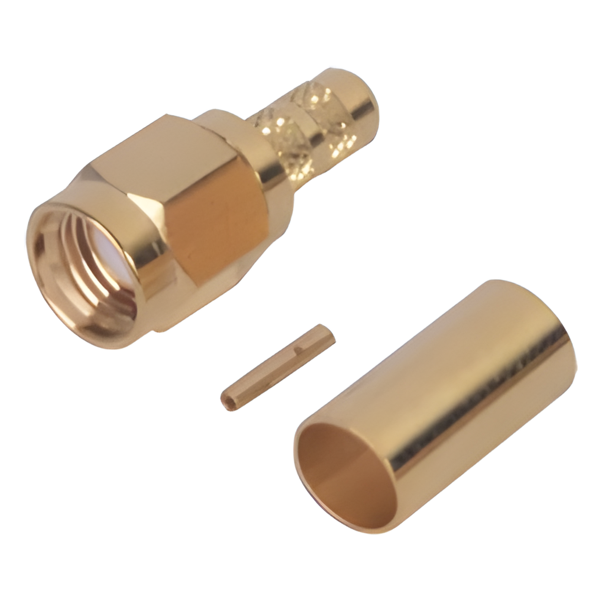 Conector SMA Macho Inverso / Anillo Plegable / Bronce-Oro / Teflón / RG-142/U — RF INDUSTRIES,LTD · SKU RP-3000-1C1