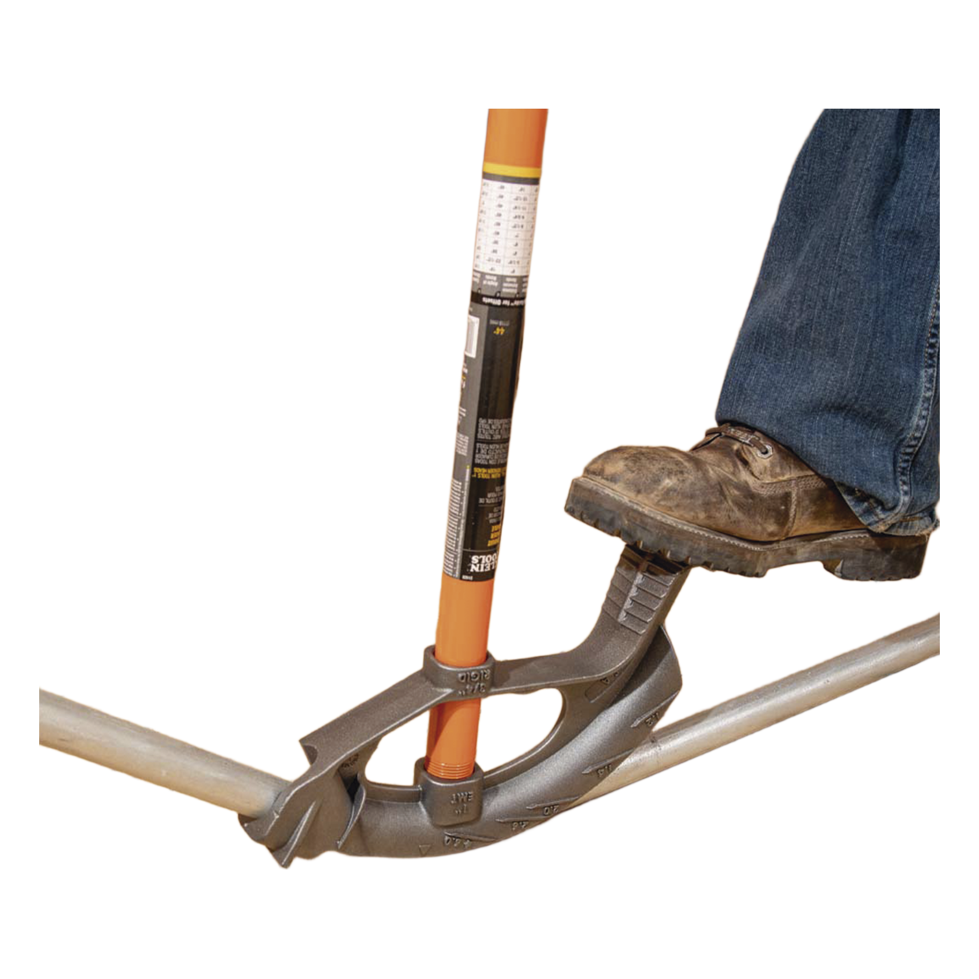 Doblatubos Manual / Hierro Dúctil Fundido / EMT 3/4" e IMC 1/2" / Ángulos 10° a 60° / Pedal Ancho Antideslizante — KLEIN TOOLS · SKU 51609