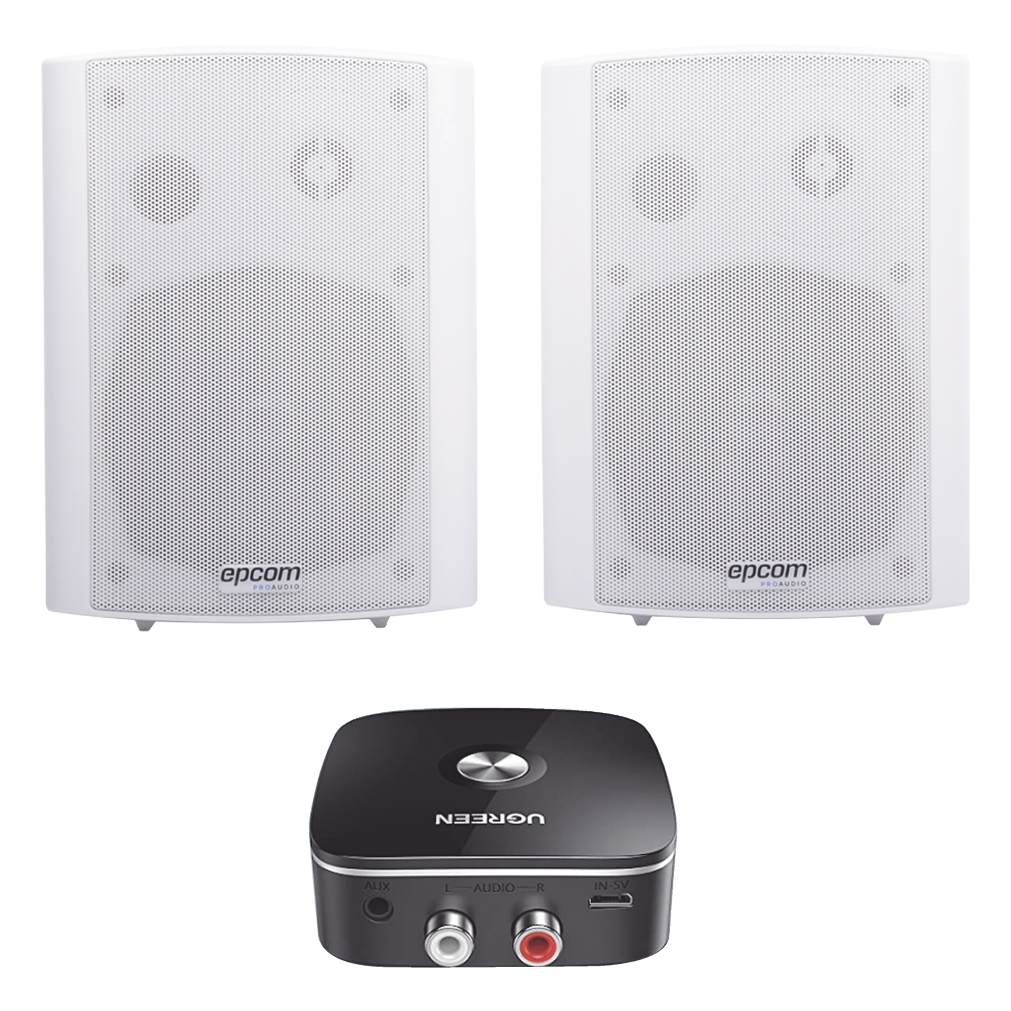 Sistema de Altavoces Amplificados / 2x20W RMS a 8Ω / Bluetooth / Woofer 5'' / Tweeter 1.5'' / Montaje en Pared / Respuesta 80 Hz-18 kHz — EPCOM PROAUDIO · SKU SF775AW/BT