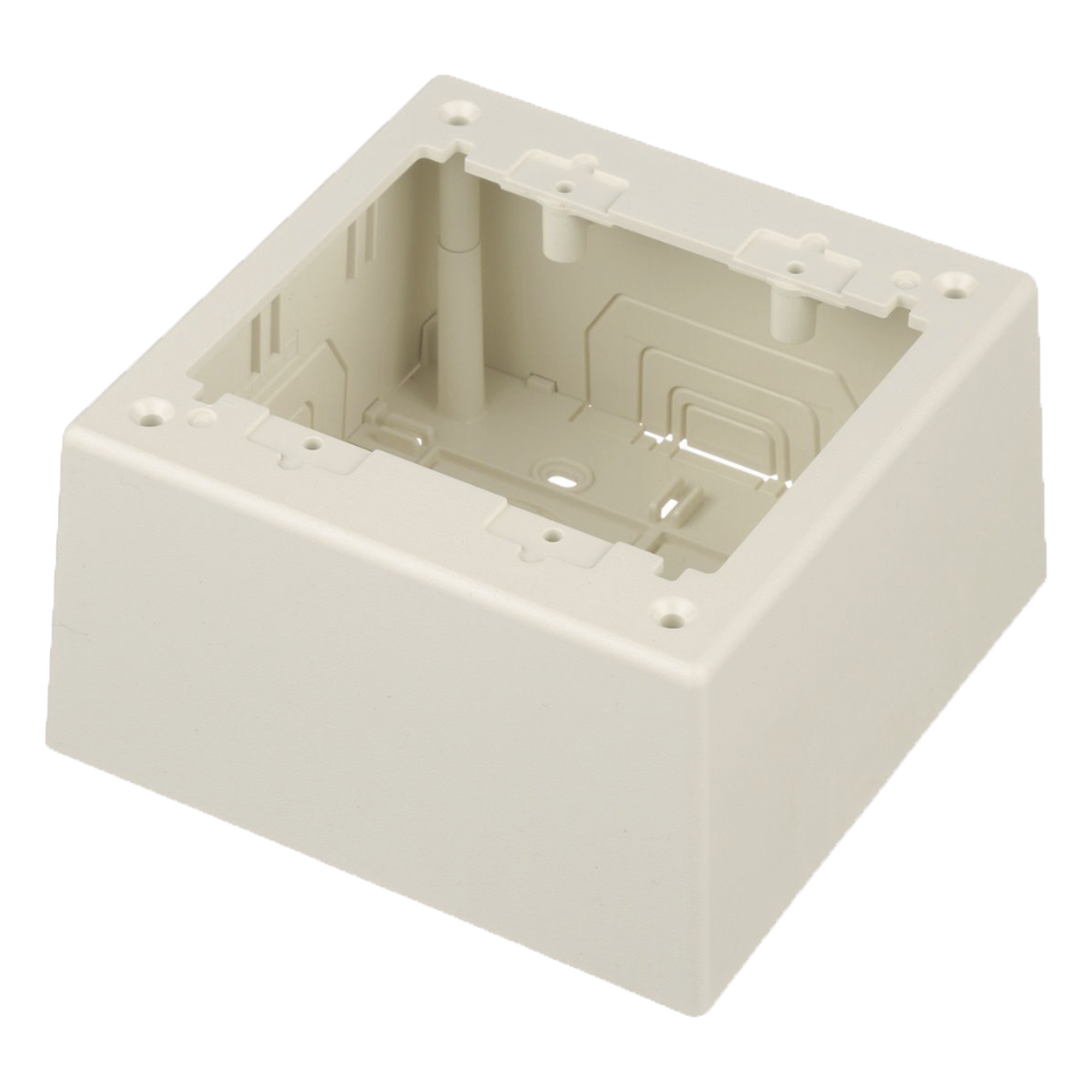 Caja de Pared Superficial Doble / PVC Autoextinguible / 5.19 x 5.19 x 2.75 in (131.9 x 131.9 x 69.8 mm) / Blanco Mate
