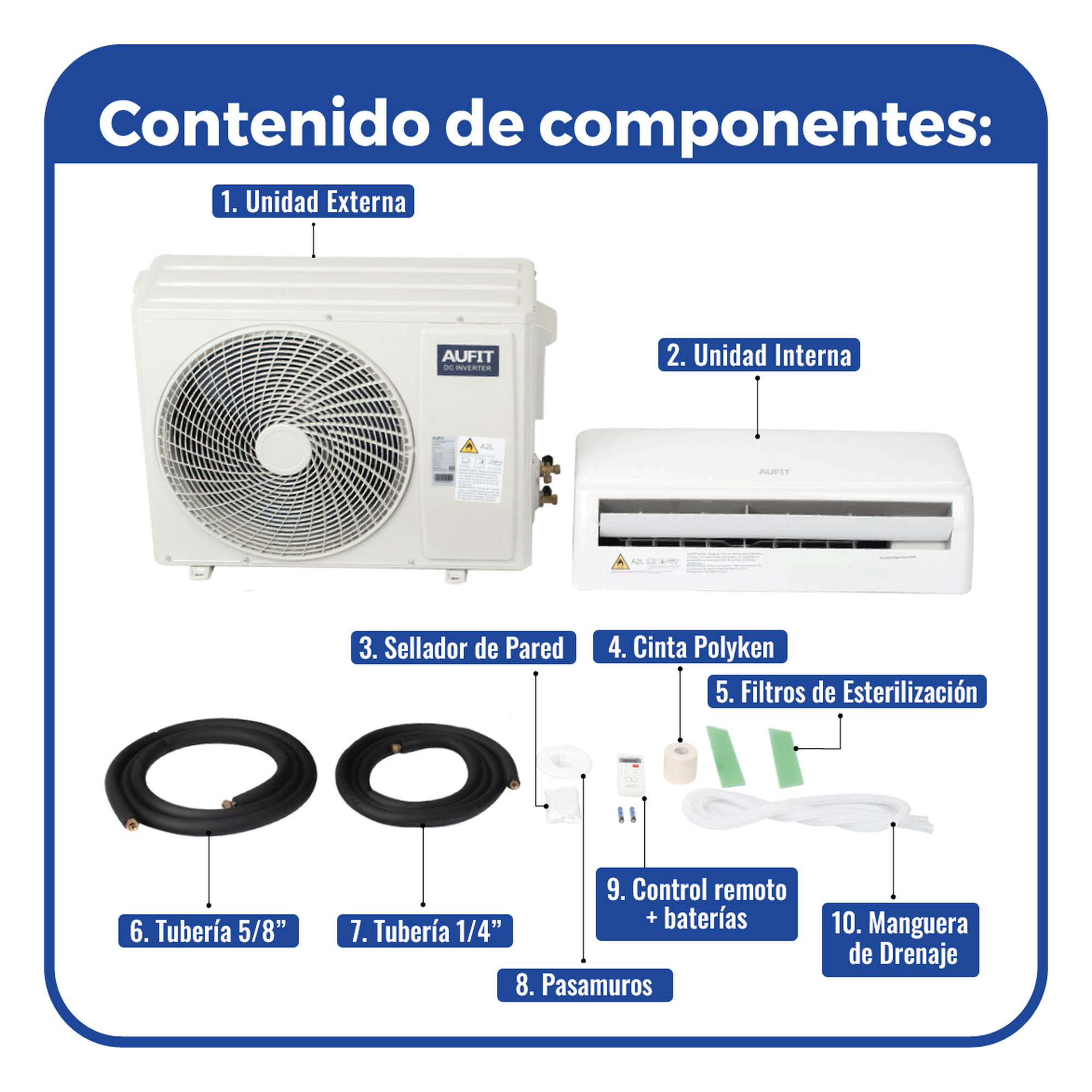 Minisplit Inverter Wi-Fi / SEER 17 / 24,000 BTU (2 TON) / Frío y Calor / R32 / 220 Vca / Filtro de Alta Densidad