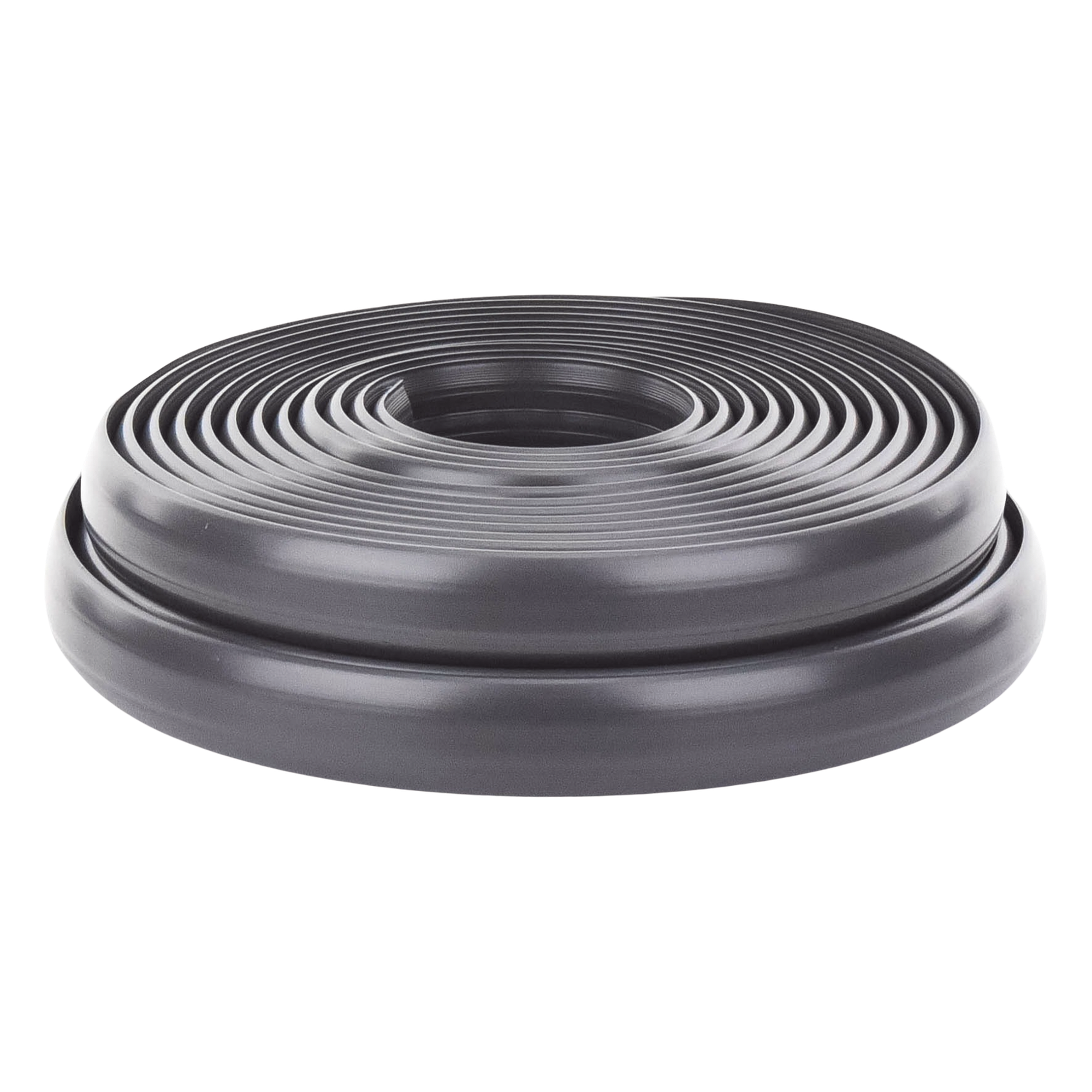 Canaleta flexible negra de PVC auto extinguible, para instalaciones eléctricas en piso ó zóclo  (Rollo de 25mts.) (9300-05040)