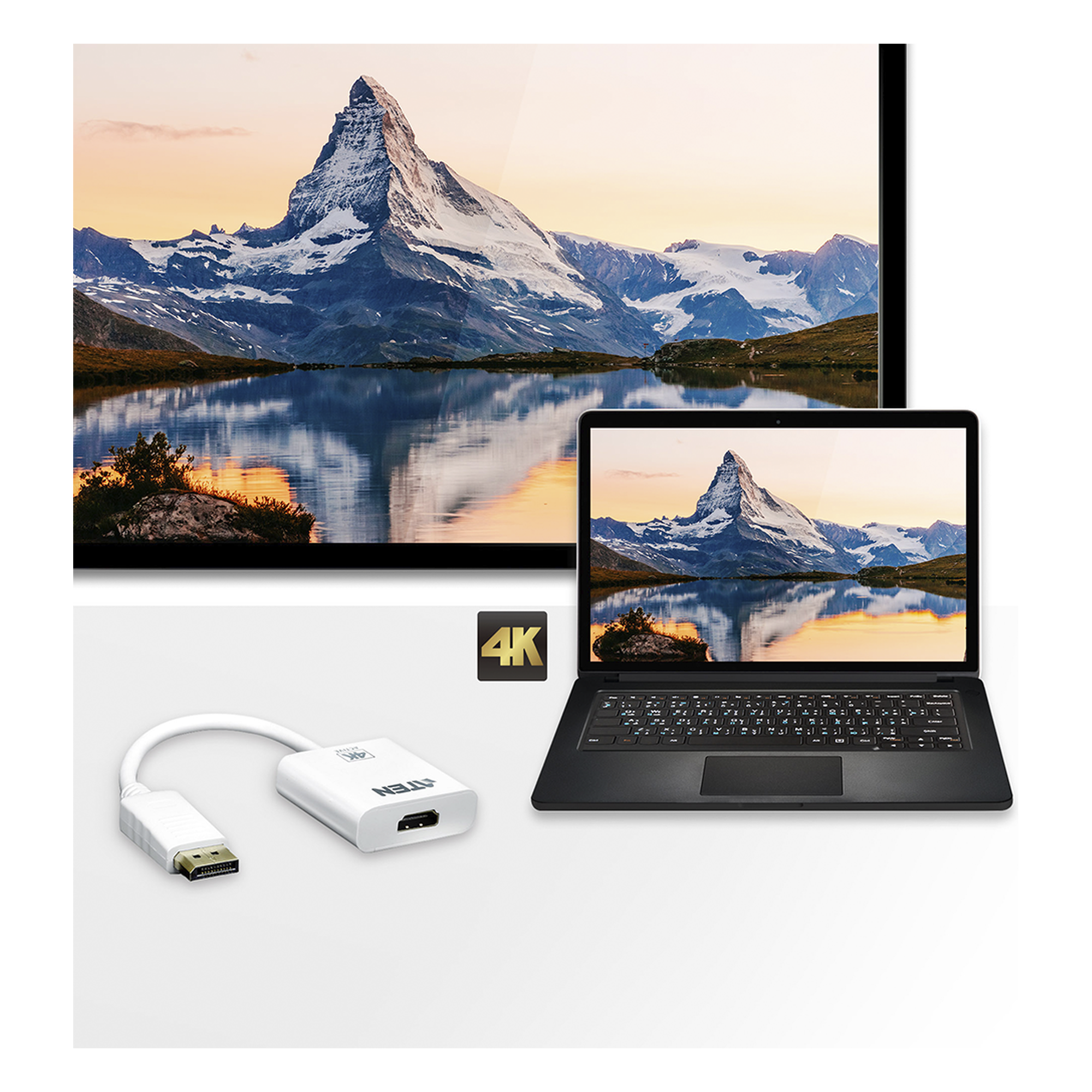 Adaptador activo / DisplayPort a HDMI / 4K@30Hz / Audio 7.1 / Plug & Play / 7.1 x 1.8 x 0.6 in