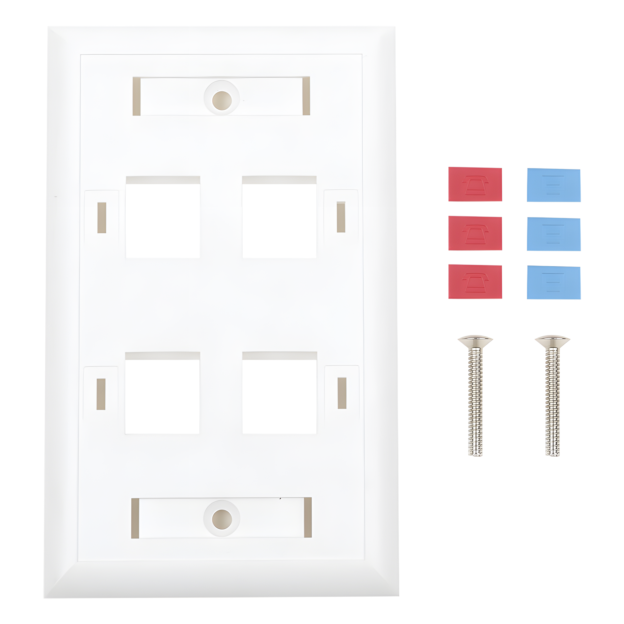 Placa de Pared Keystone / 4 Puertos / Espacio para Etiqueta / UL 94V-0 / 70 x 115mm (2.75' x 4.52') — LINKEDPRO BY EPCOM · SKU LP-FP-24