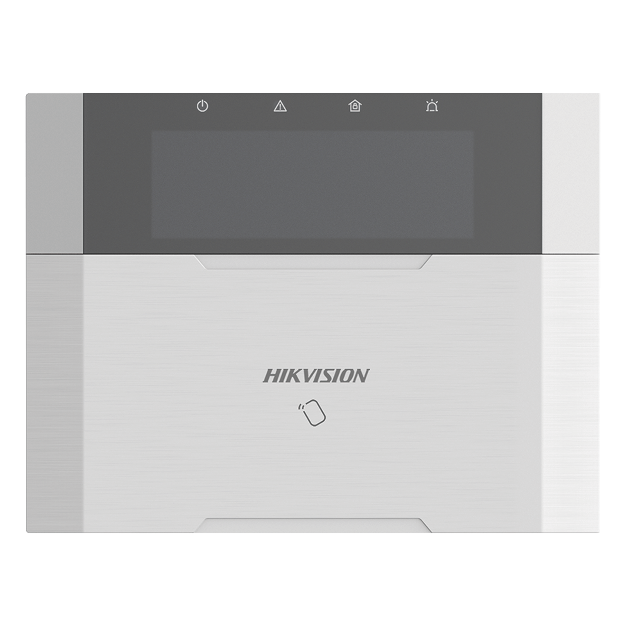 Teclado de alarma / Pantalla LCD / Lector RFID integrado / 2 zonas cableadas / 1 salida de alarma / 64 llaveros / 12VCC / 150x115x28 mm / 5.9x4.5x1.1 in — HIKVISION · SKU DS-PK1-LRT-HWB