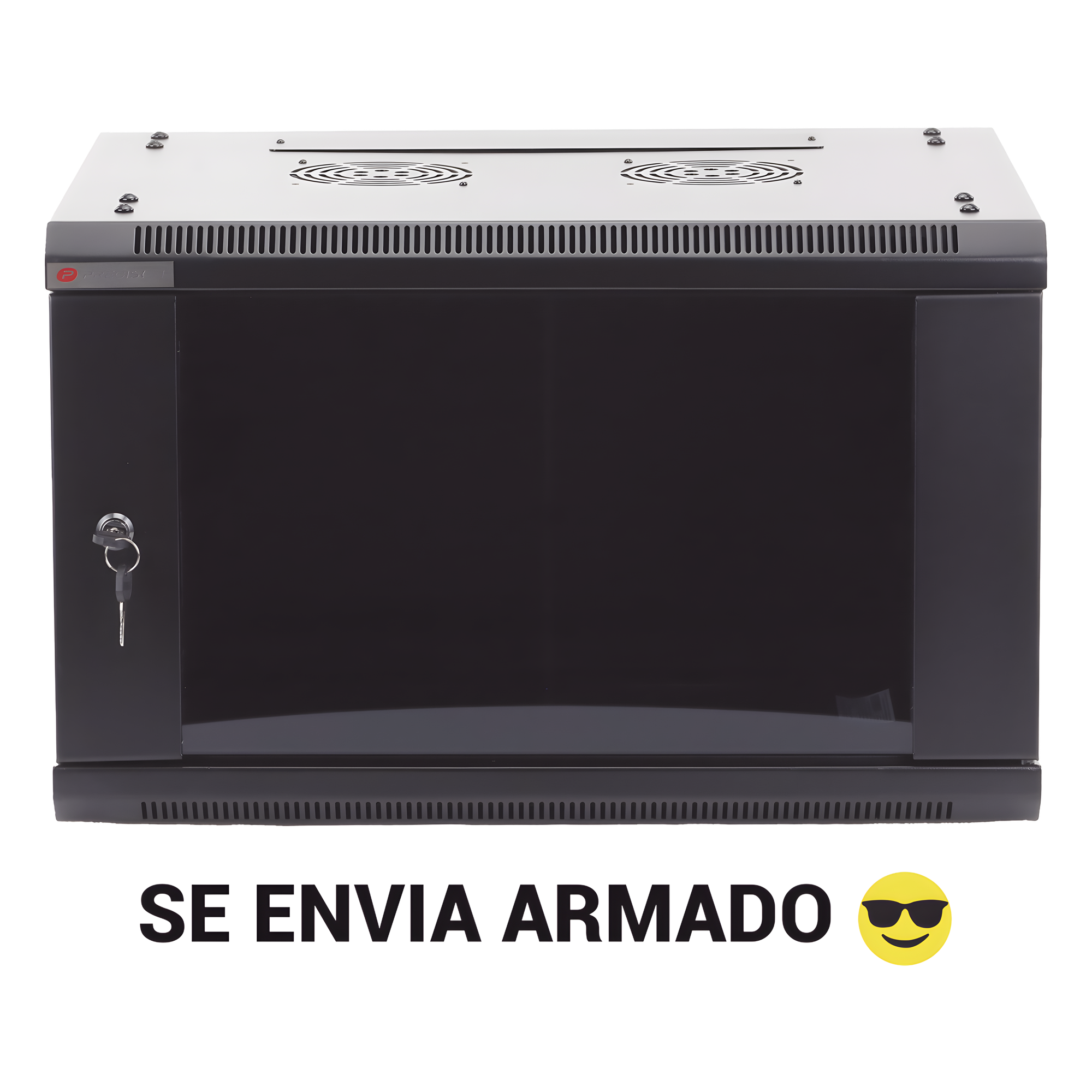 Gabinete de Pared / 6UR / 450mm (1.48 ft) Profundidad / Cristal Templado / 60kg Carga / Acero Negro — PRECISION · SKU PSTC-06-645-BDG