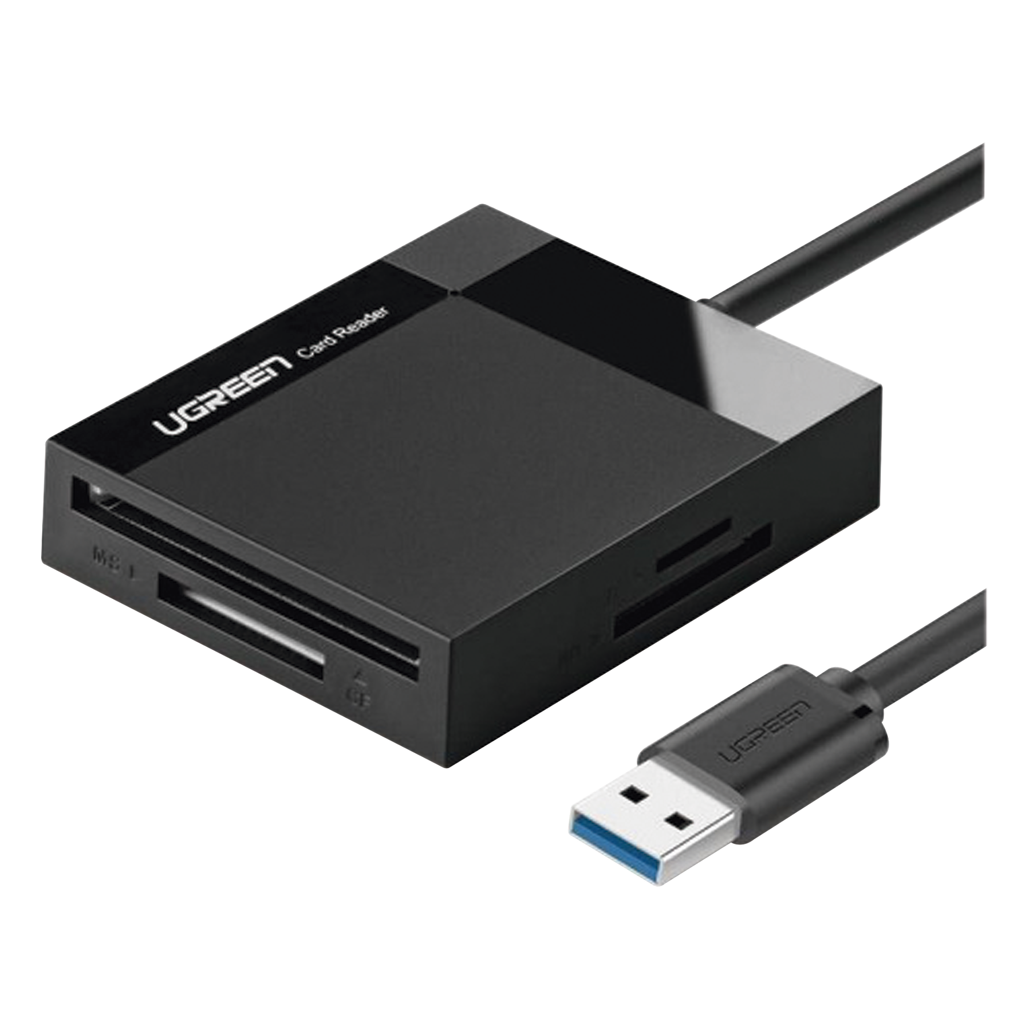 Lector de Tarjetas USB-A 3.0 / 4 en 1 / CompactFlash / SD / MemoryStick / TransFlash / 5 Gbps / Hasta 2 TB / Cable 15 cm — UGREEN · SKU 30333
