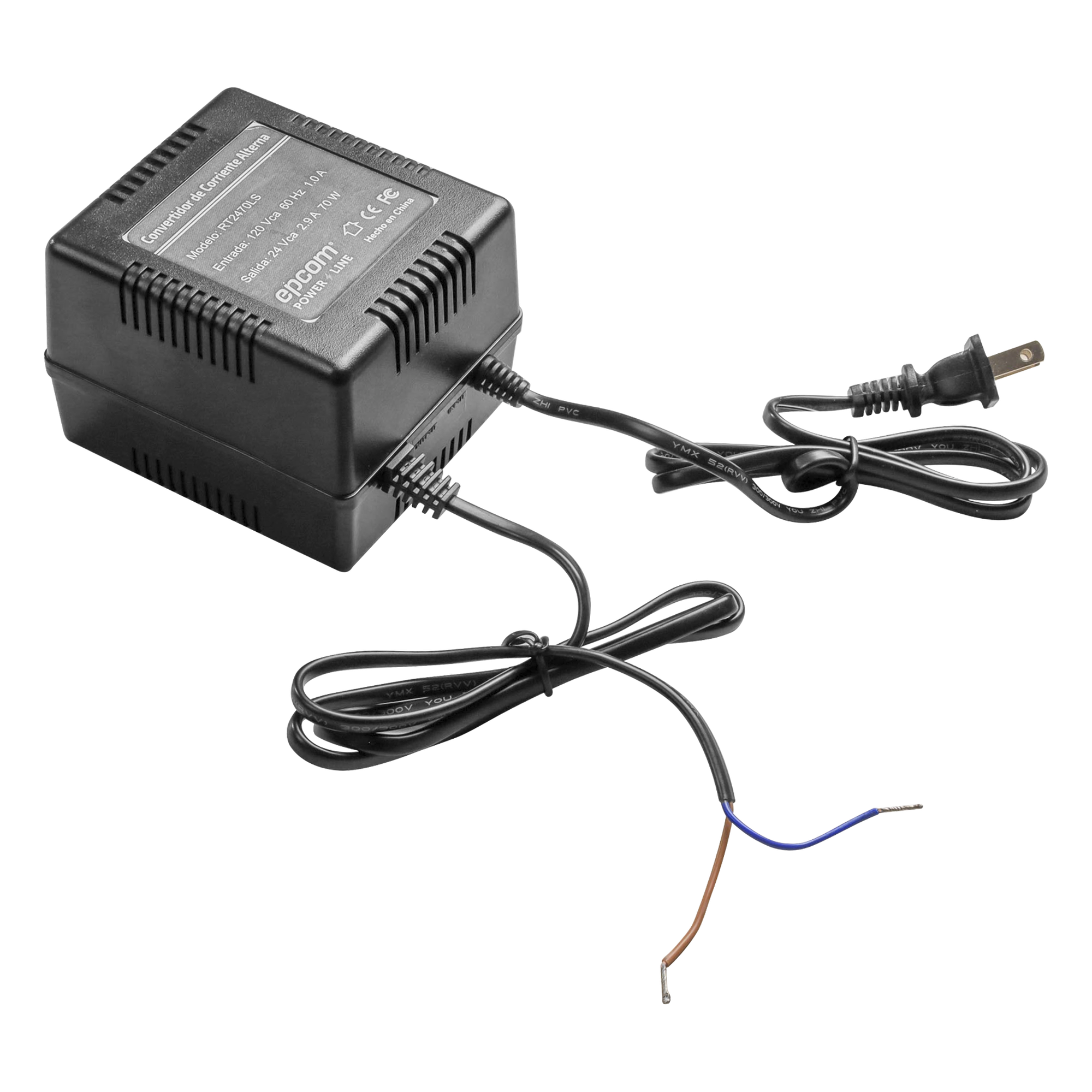 Transformador / 24 VCA / 70 VA / 120 VCA Entrada / -10°C a 45°C / 4.02 x 2.68 x 2.28 in — EPCOM POWERLINE · SKU RT2470LS