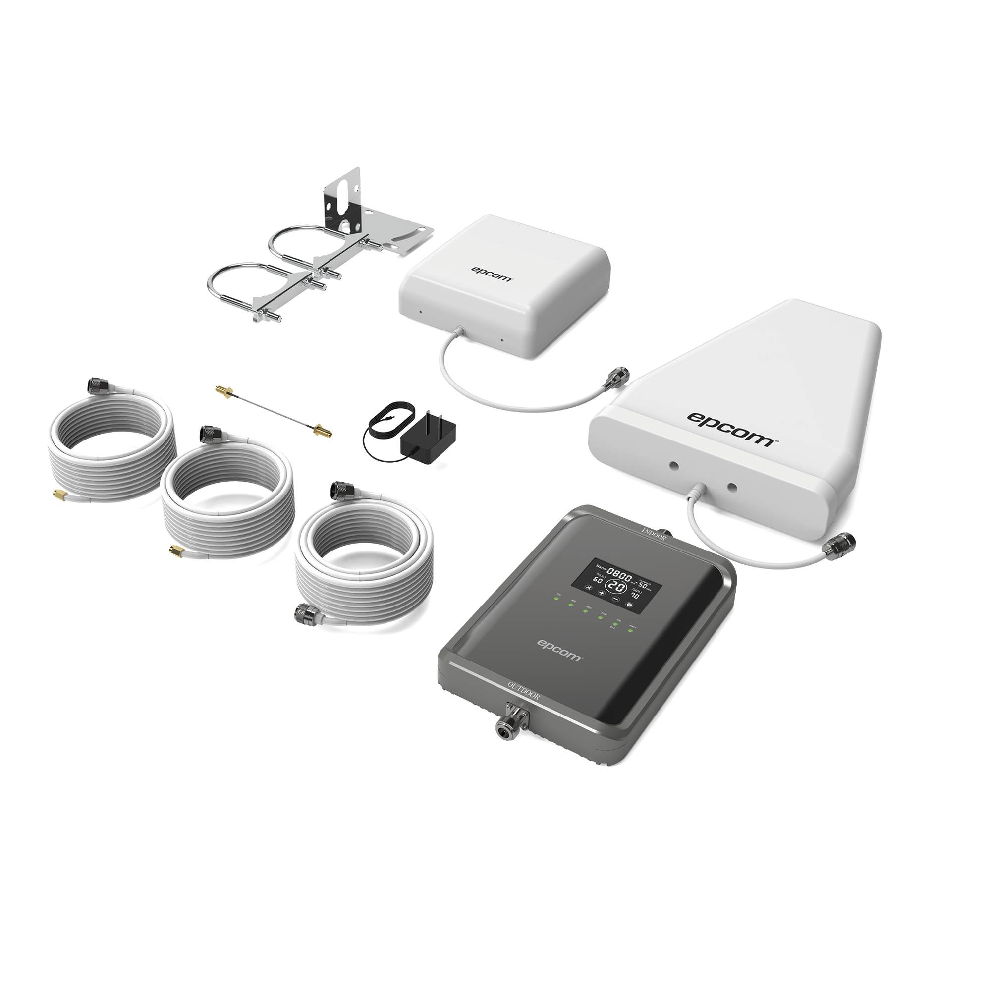 Kit Amplificador de Señal Celular 2G, 3G, 4G y 5G / Mejora llamadas convencionales y VoLTE / Amplifica señal de TELCEL, AT&T, MOVISTAR, BAIT,DiRi y más / Cubre hasta 300 m² con una antena y hasta 600 m² con 2 antenas.