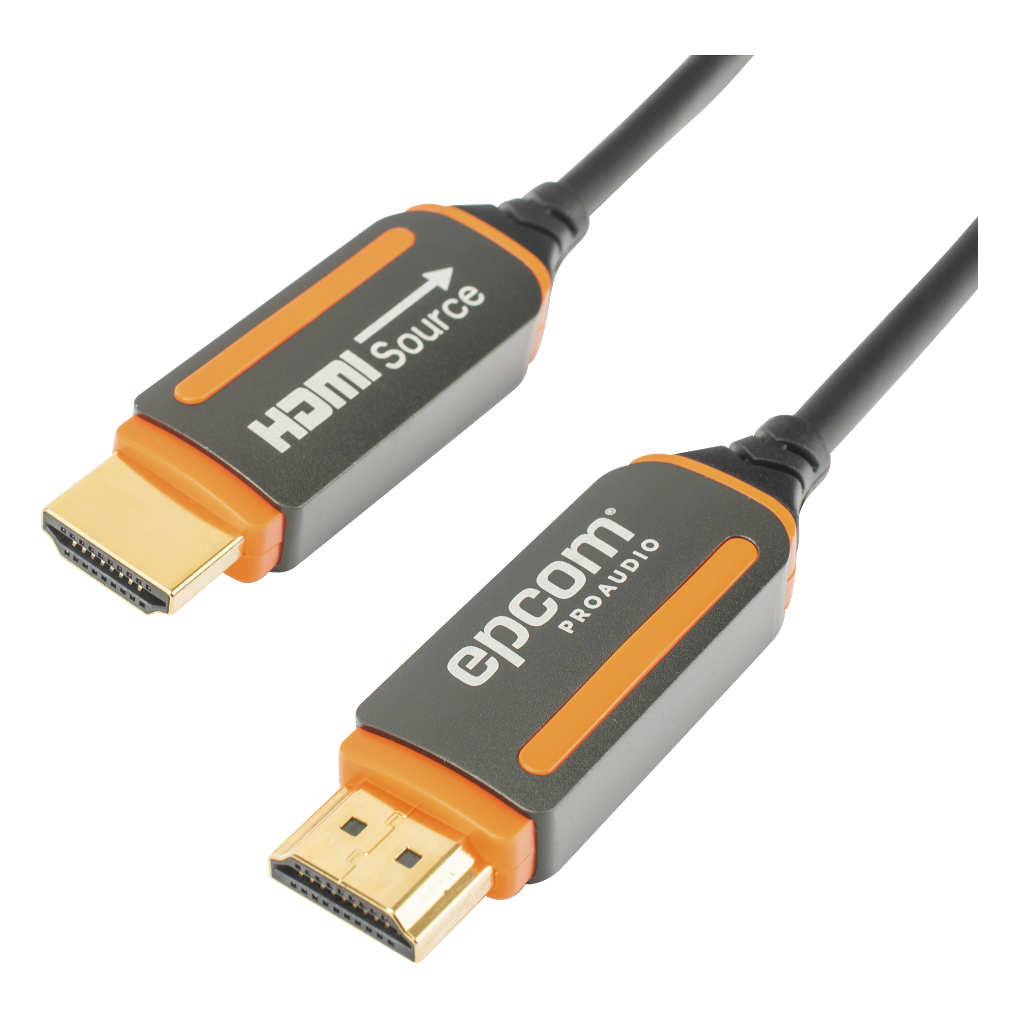 Cable HDMI de Fibra Óptica / 30m (98.43 pies) / 4K@60Hz / 18Gbps / HDCP 2.2 / Versión 2.0 / Resistente EMI/RFI — EPCOM PROAUDIO · SKU EP-FOH-4K-30M