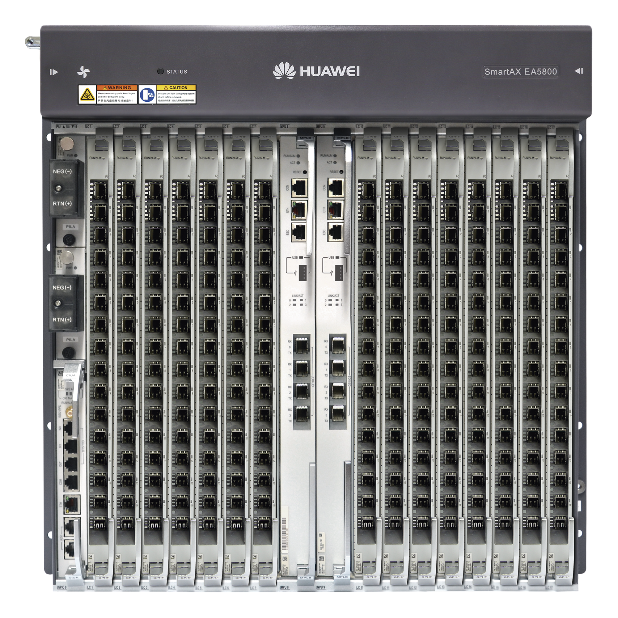 OLT Carrier Class / 16 Puertos GPON C+ / 15 Ranuras / Dual Controladora / Dual Fuente DC / 11 UR / GPON/XG-PON/XGS-PON/P2P 10GE/GE — HUAWEI · SKU EA5800-X15