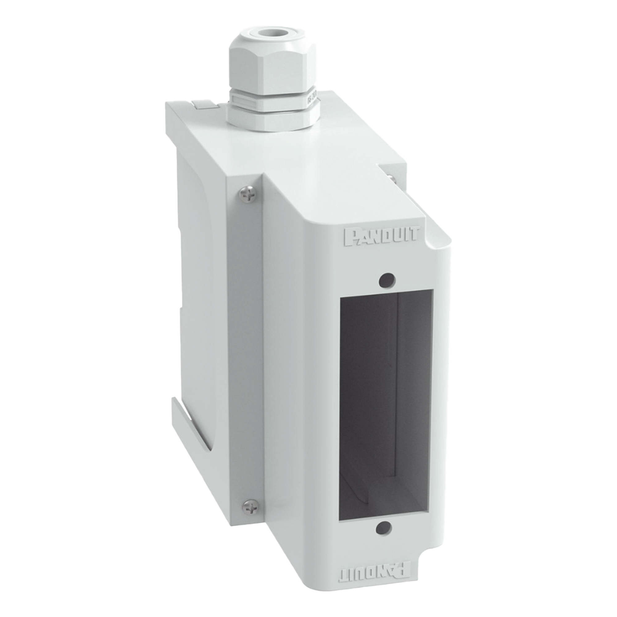 Panel de Parcheo de Fibra Óptica / Riel DIN 35 mm (1.38 in) / Profundidad Extendida 220.98 mm (8.7 in) / UL94V-0 / Gris — PANDUIT · SKU FDPPEIG