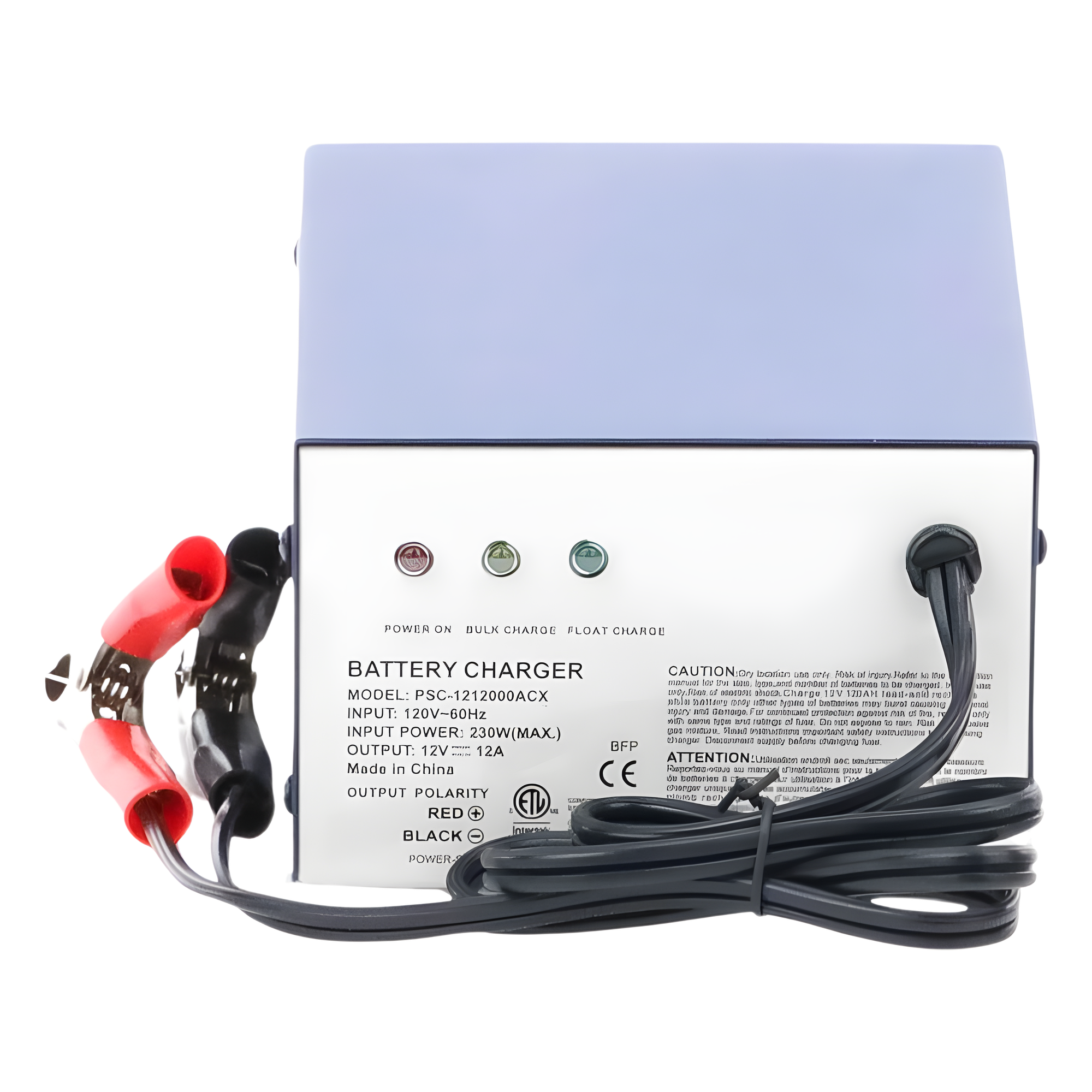 Cargador de Baterías SLA/VRLA / 12 V / 40 a 120 Ah / Entrada Universal 100-240 V AC / Tecnología Switching Sin Transformador / Carga Rápida con Flotación Automática