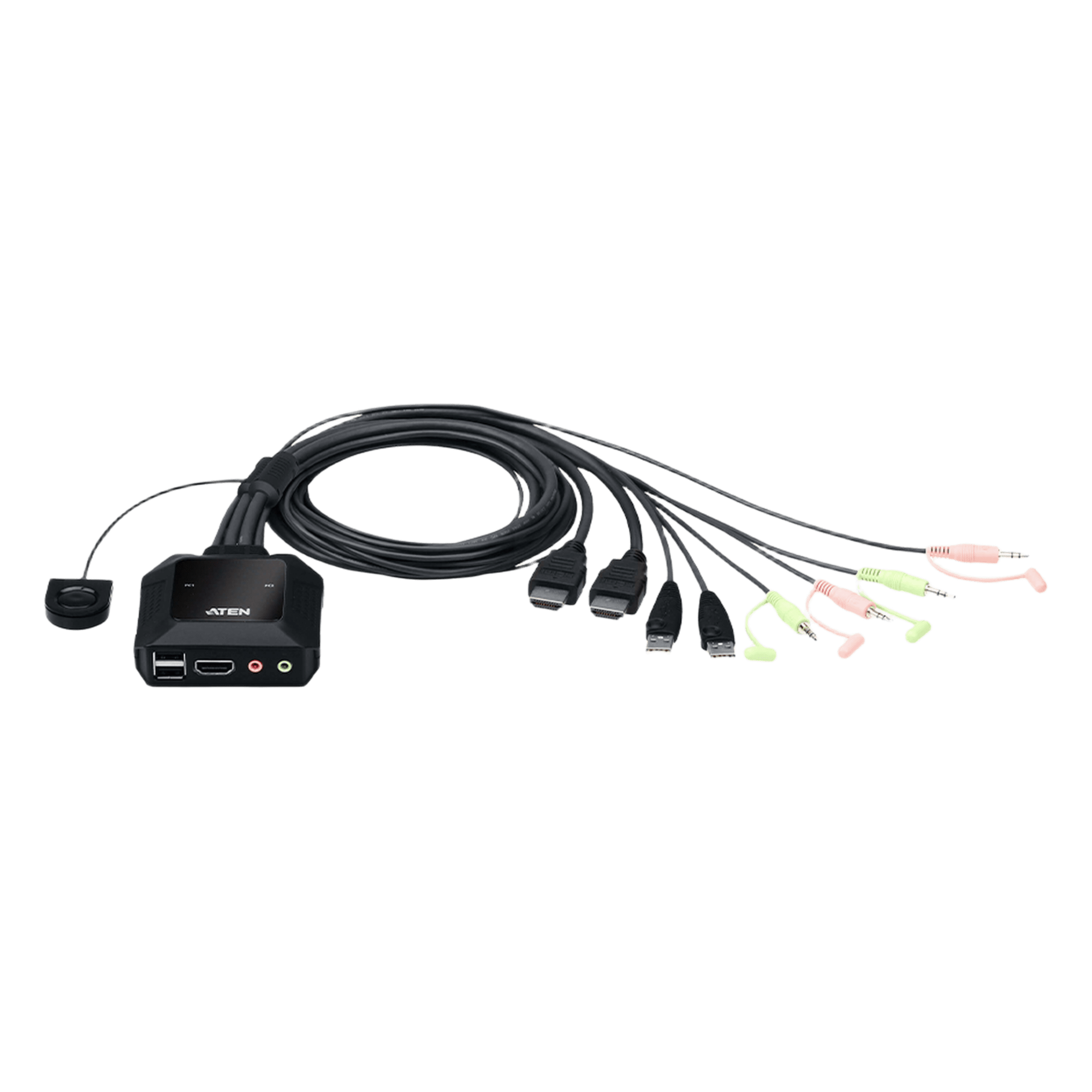 Conmutador KVM / 2 Puertos / HDMI 4K 60 Hz / DCI 4096x2160 / HDCP 2.2 / Audio 3.5 mm / USB 2.0 — ATEN · SKU CS22H